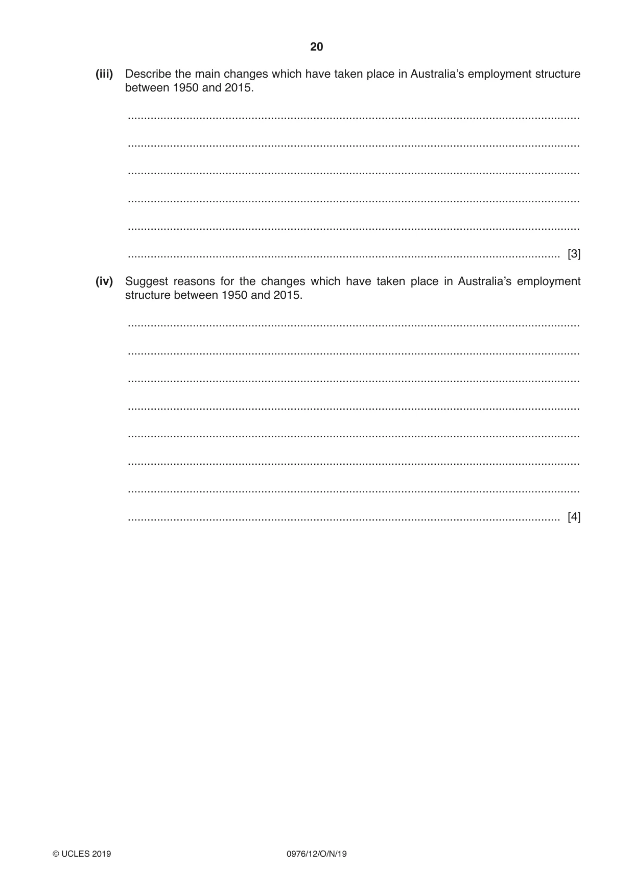 Cambridge IGCSE Geography (9-1) 0976 2019 Oct/Nov Paper 1 · Variant 2 question paper, page 20 of 32