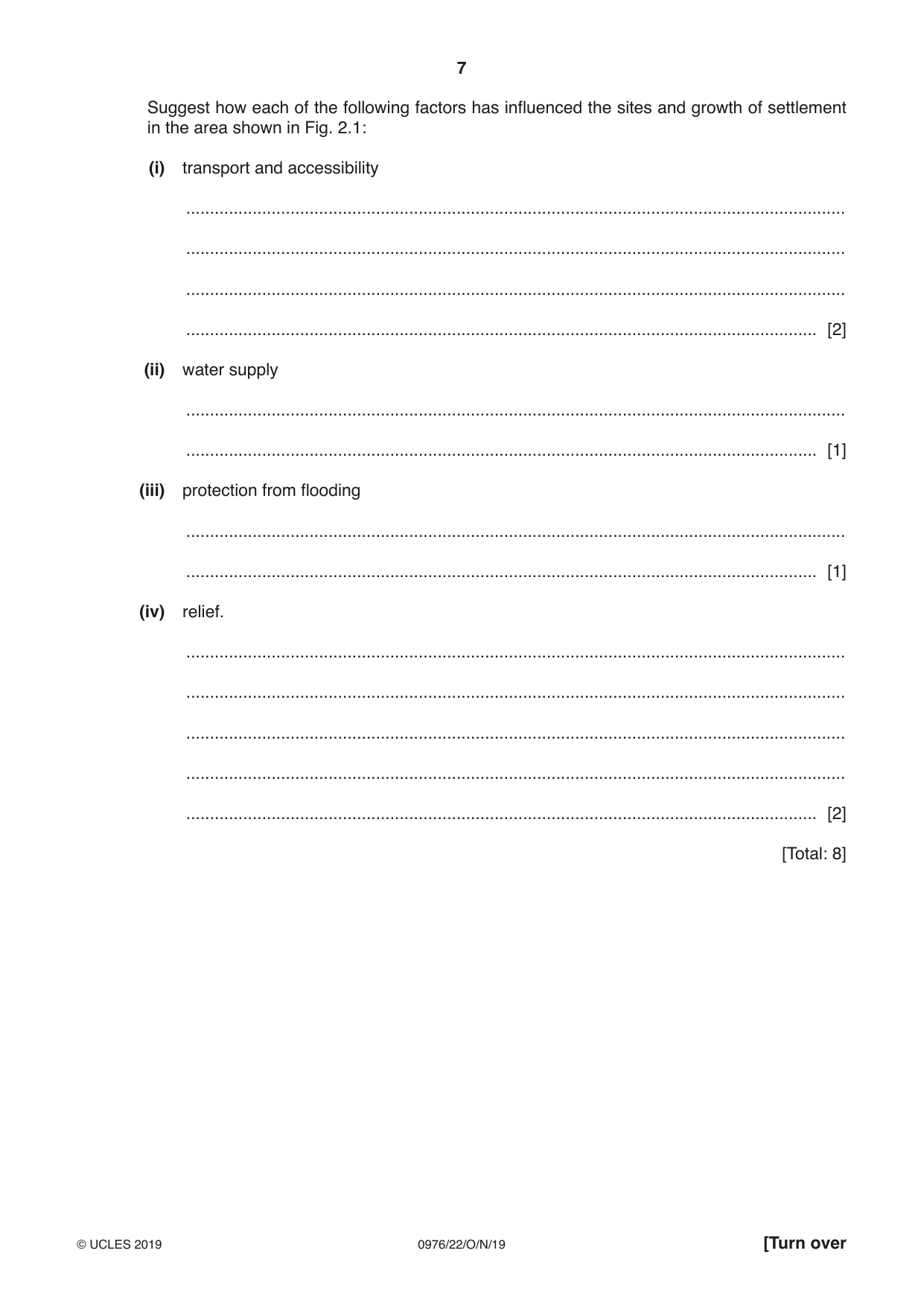 Cambridge IGCSE Geography (9-1) 0976 2019 Oct/Nov Paper 2 · Variant 2 question paper, page 7 of 20