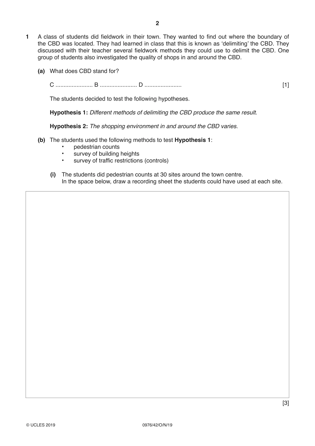 Cambridge IGCSE Geography (9-1) 0976 2019 Oct/Nov Paper 4 · Variant 2 question paper, page 2 of 20