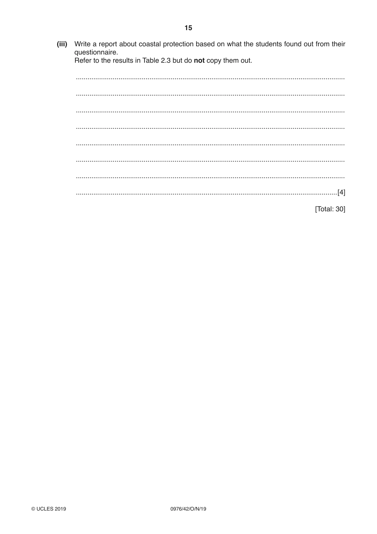 Cambridge IGCSE Geography (9-1) 0976 2019 Oct/Nov Paper 4 · Variant 2 question paper, page 15 of 20