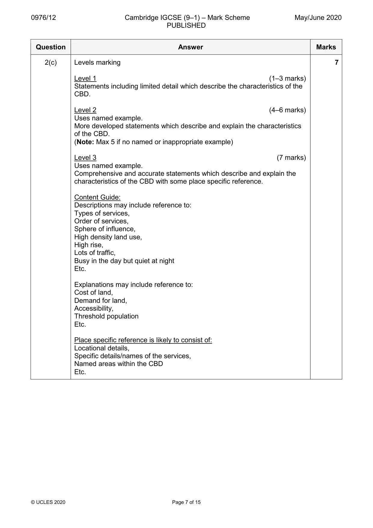 Mark scheme, page 7 of 15