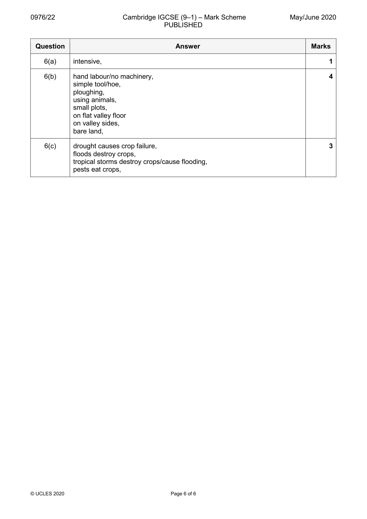 Mark scheme, page 6 of 6