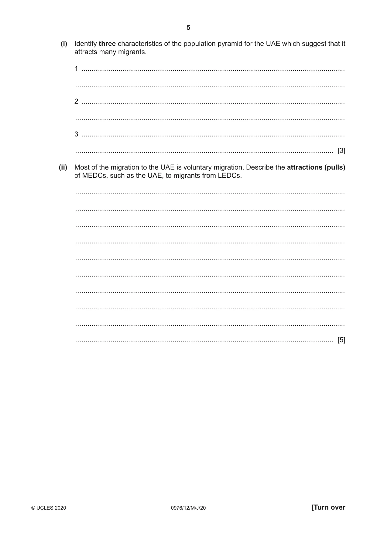 Cambridge IGCSE Geography (9-1) 0976 2020 May/June Paper 1 · Variant 2 question paper, page 5 of 28