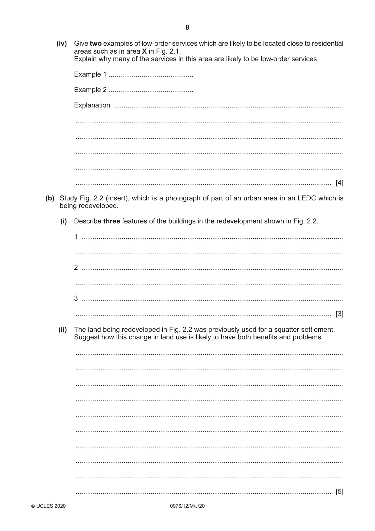 Cambridge IGCSE Geography (9-1) 0976 2020 May/June Paper 1 · Variant 2 question paper, page 8 of 28