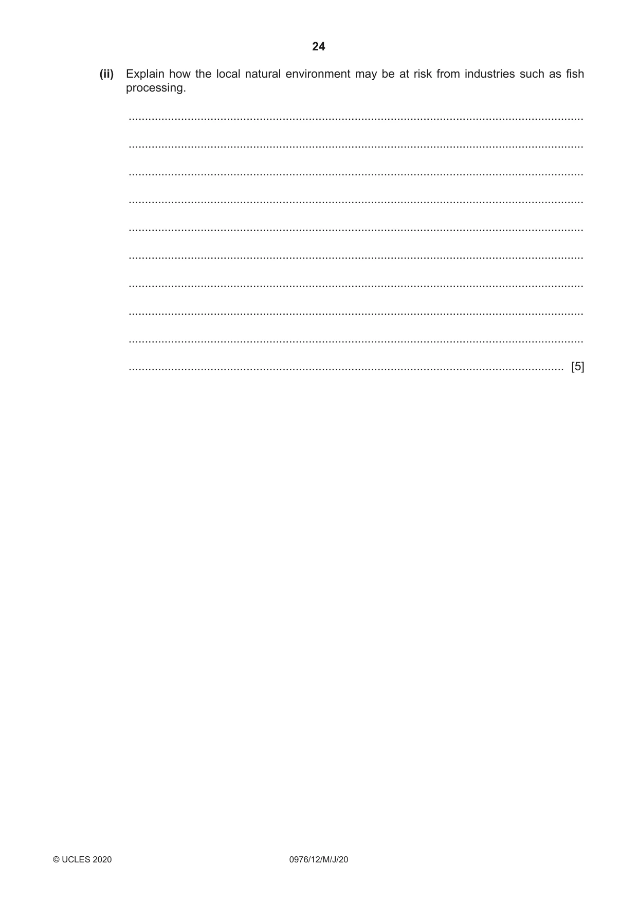 Cambridge IGCSE Geography (9-1) 0976 2020 May/June Paper 1 · Variant 2 question paper, page 24 of 28