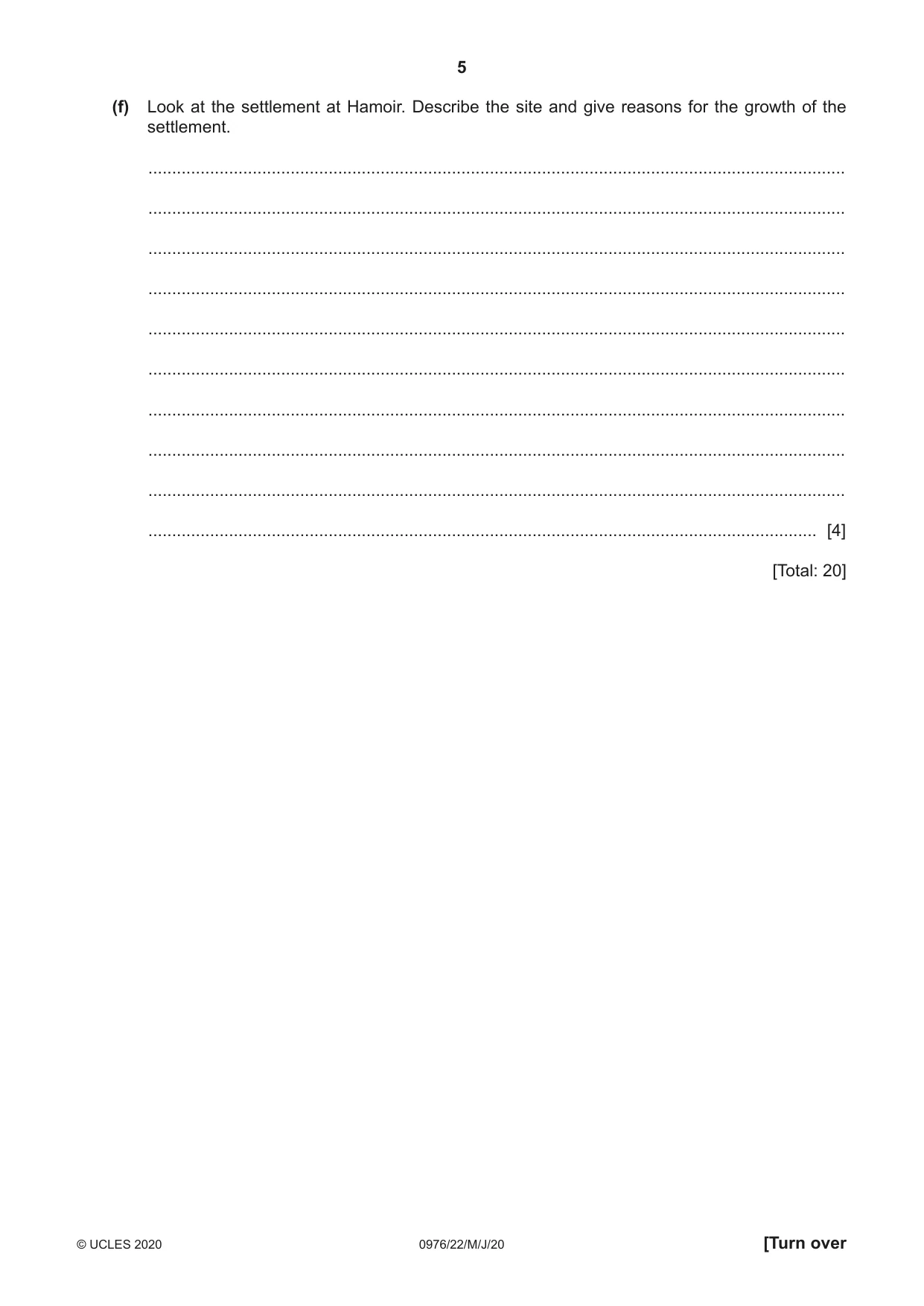 Cambridge IGCSE Geography (9-1) 0976 2020 May/June Paper 2 · Variant 2 question paper, page 5 of 16
