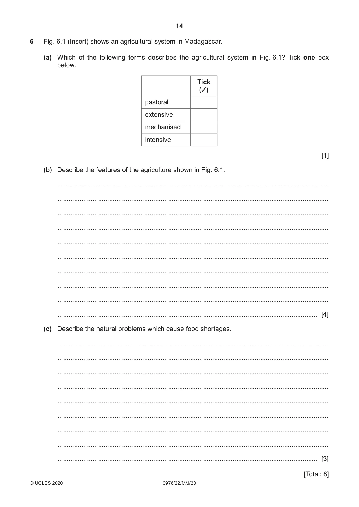 Cambridge IGCSE Geography (9-1) 0976 2020 May/June Paper 2 · Variant 2 question paper, page 14 of 16