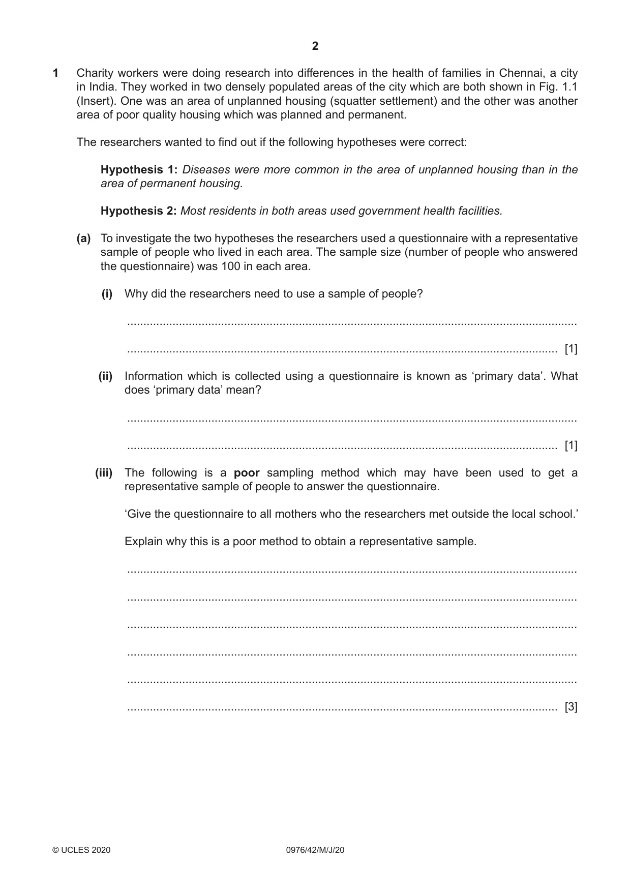 Cambridge IGCSE Geography (9-1) 0976 2020 May/June Paper 4 · Variant 2 question paper, page 2 of 16