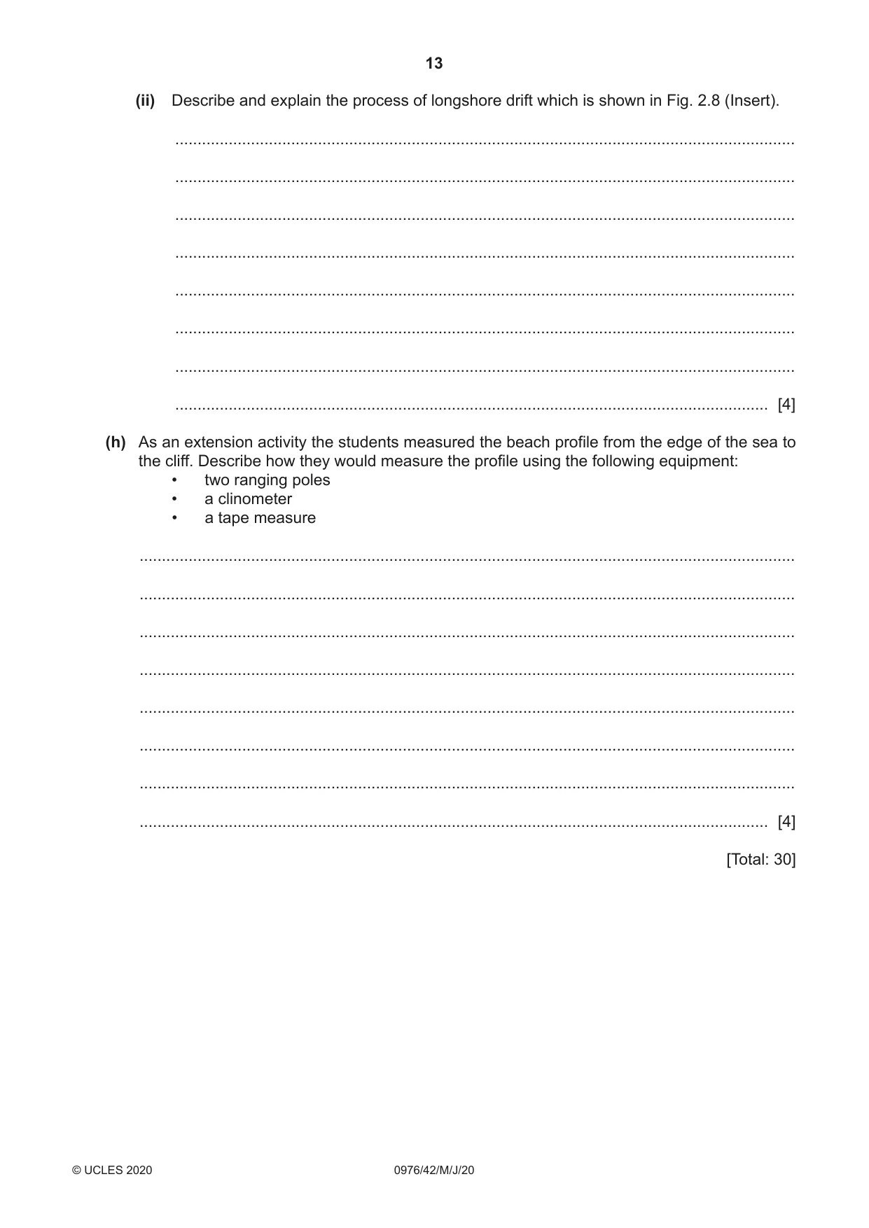 Cambridge IGCSE Geography (9-1) 0976 2020 May/June Paper 4 · Variant 2 question paper, page 13 of 16