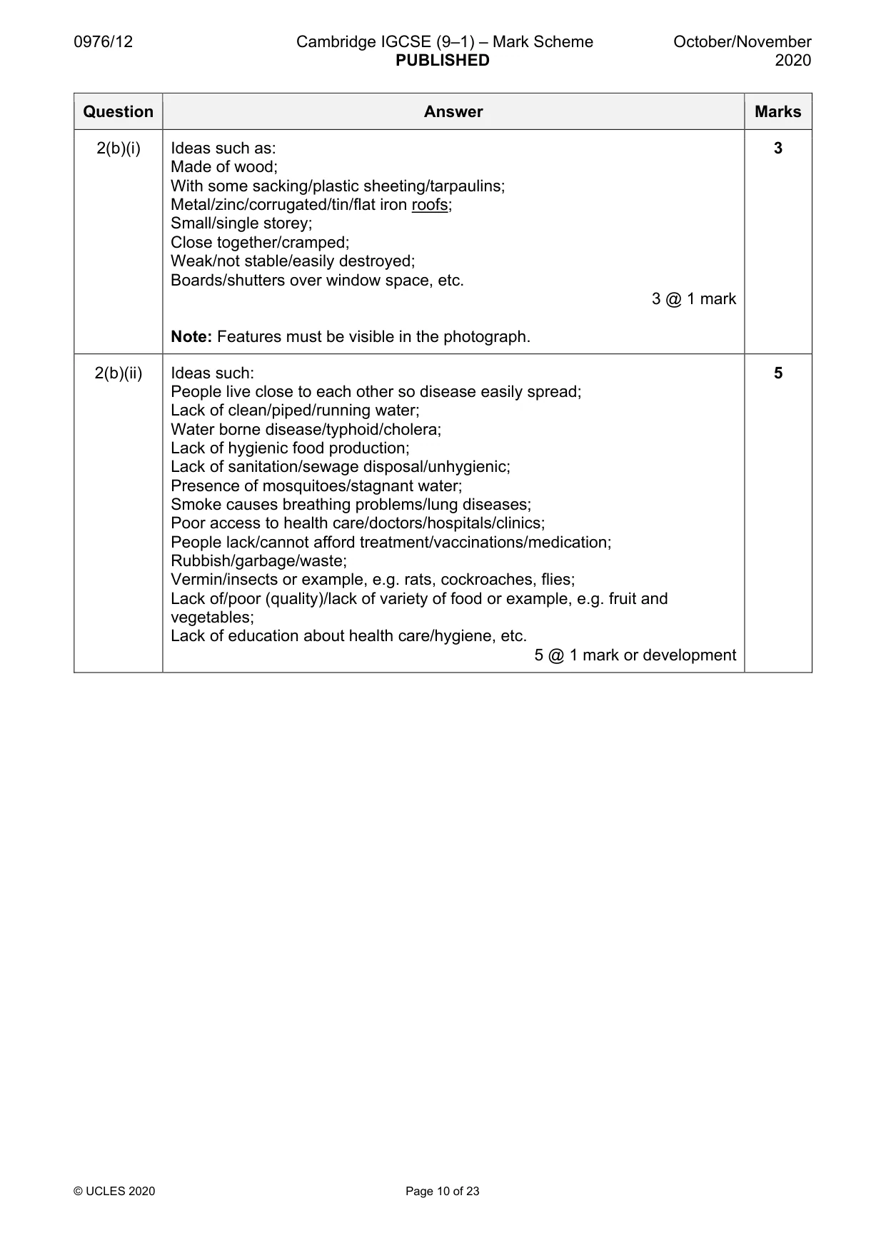 Mark scheme, page 10 of 23