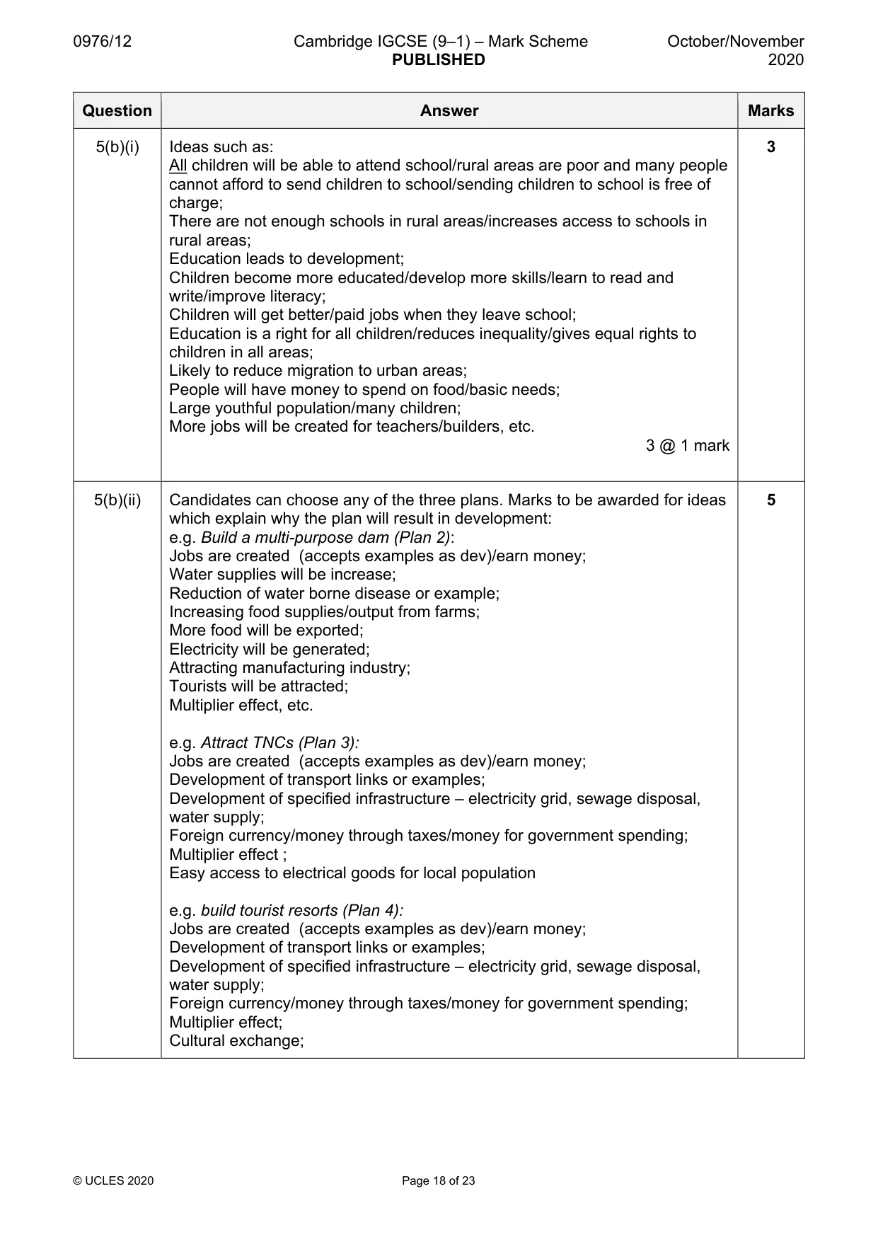 Mark scheme, page 18 of 23