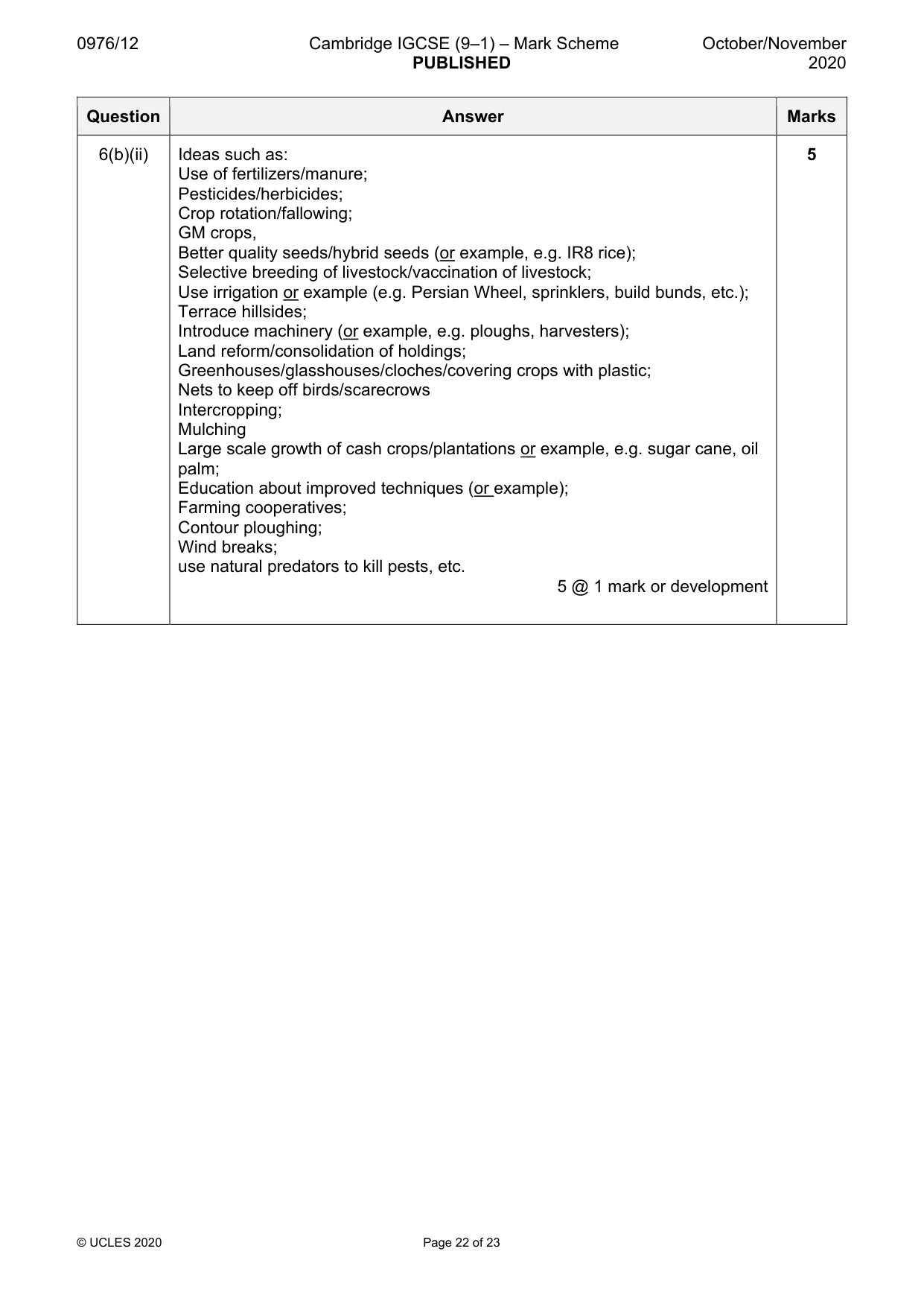 Mark scheme, page 22 of 23