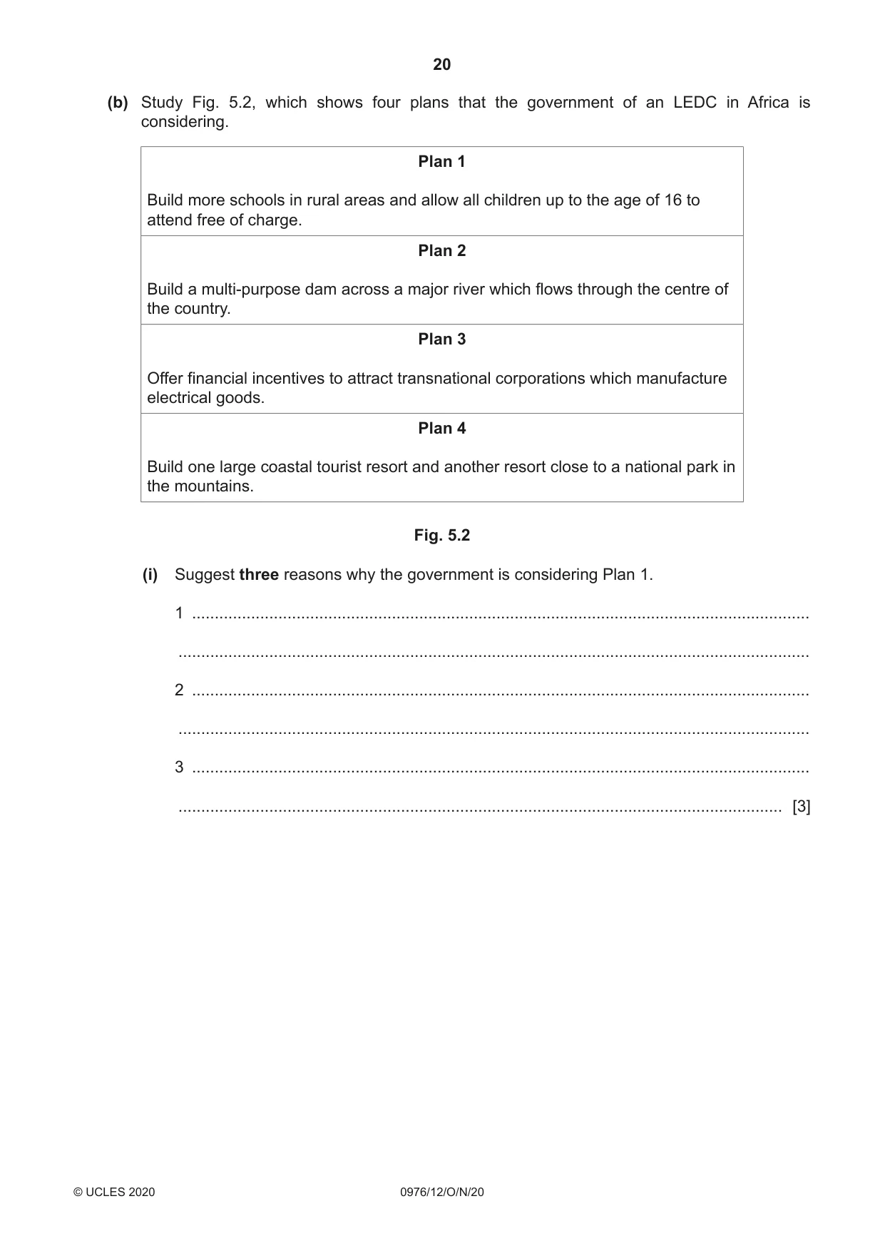 Cambridge IGCSE Geography (9-1) 0976 2020 Oct/Nov Paper 1 · Variant 2 question paper, page 20 of 32