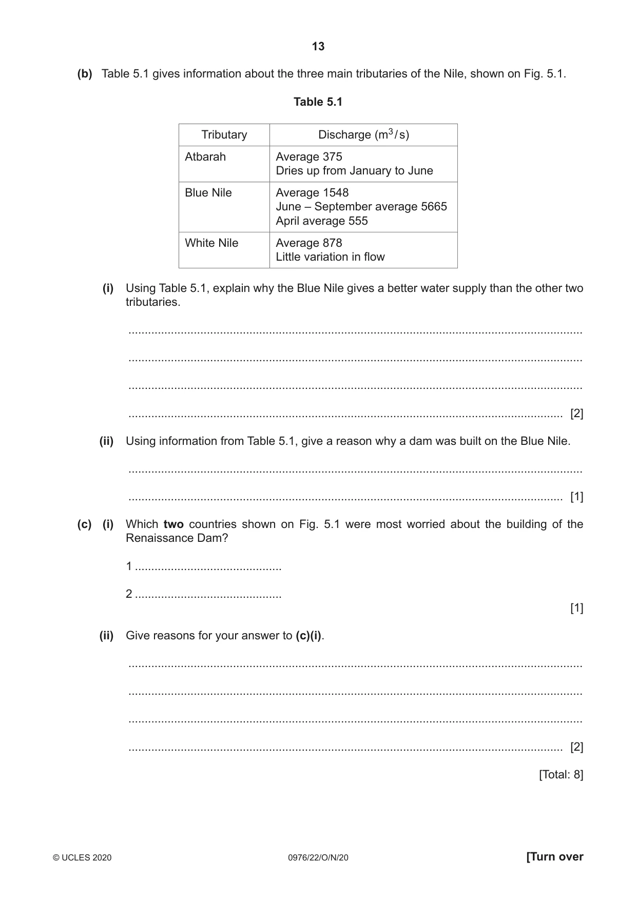 Cambridge IGCSE Geography (9-1) 0976 2020 Oct/Nov Paper 2 · Variant 2 question paper, page 13 of 20