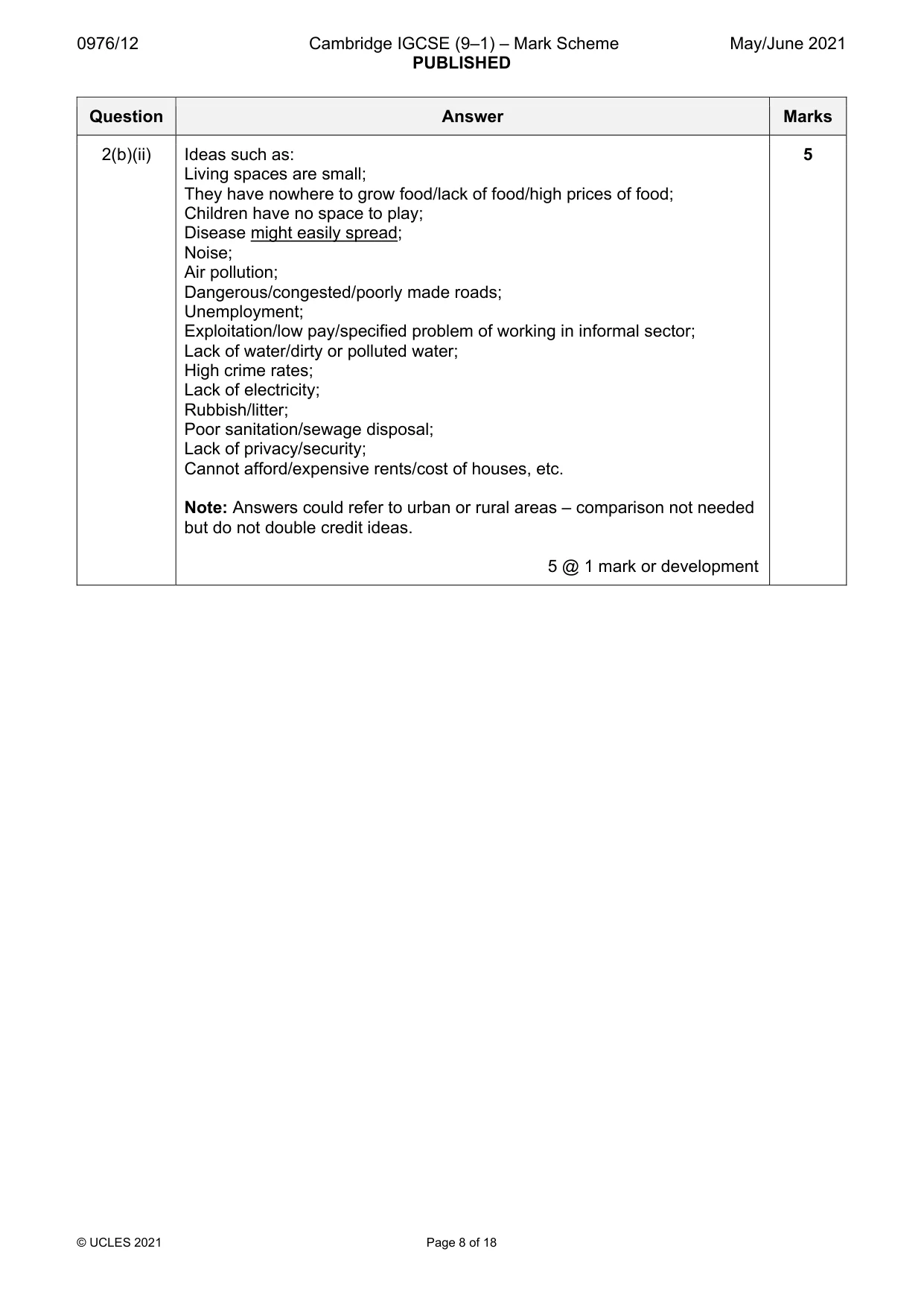 Mark scheme, page 8 of 18