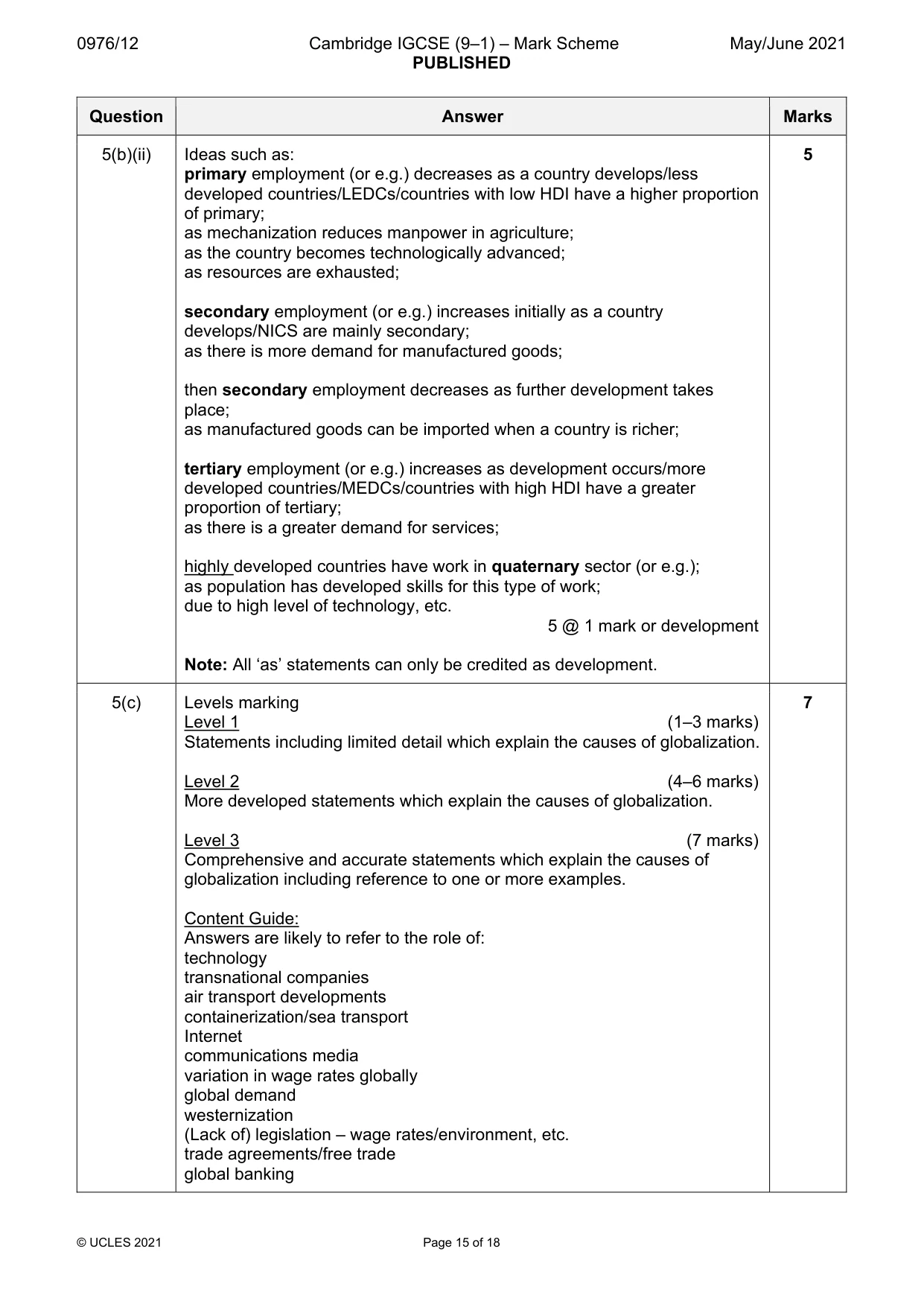 Mark scheme, page 15 of 18