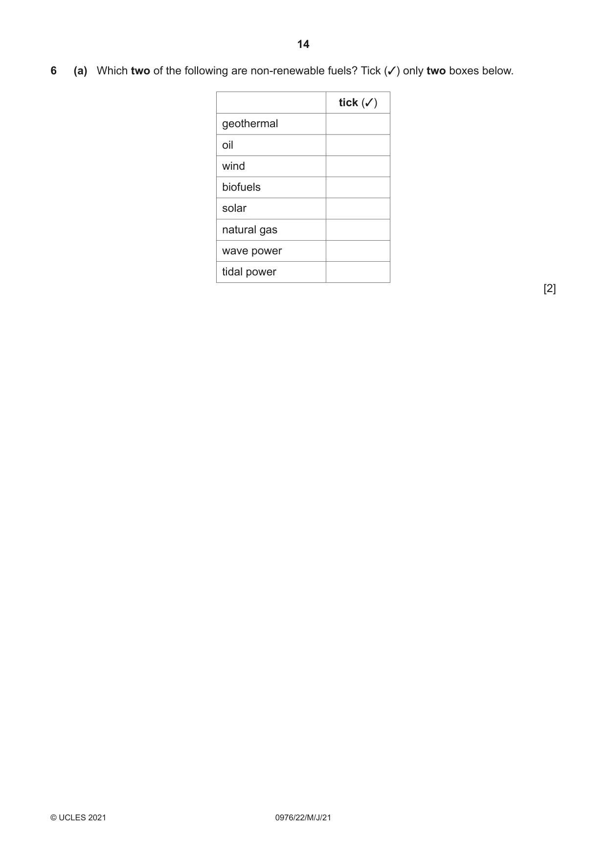 Cambridge IGCSE Geography (9-1) 0976 2021 May/June Paper 2 · Variant 2 question paper, page 14 of 20
