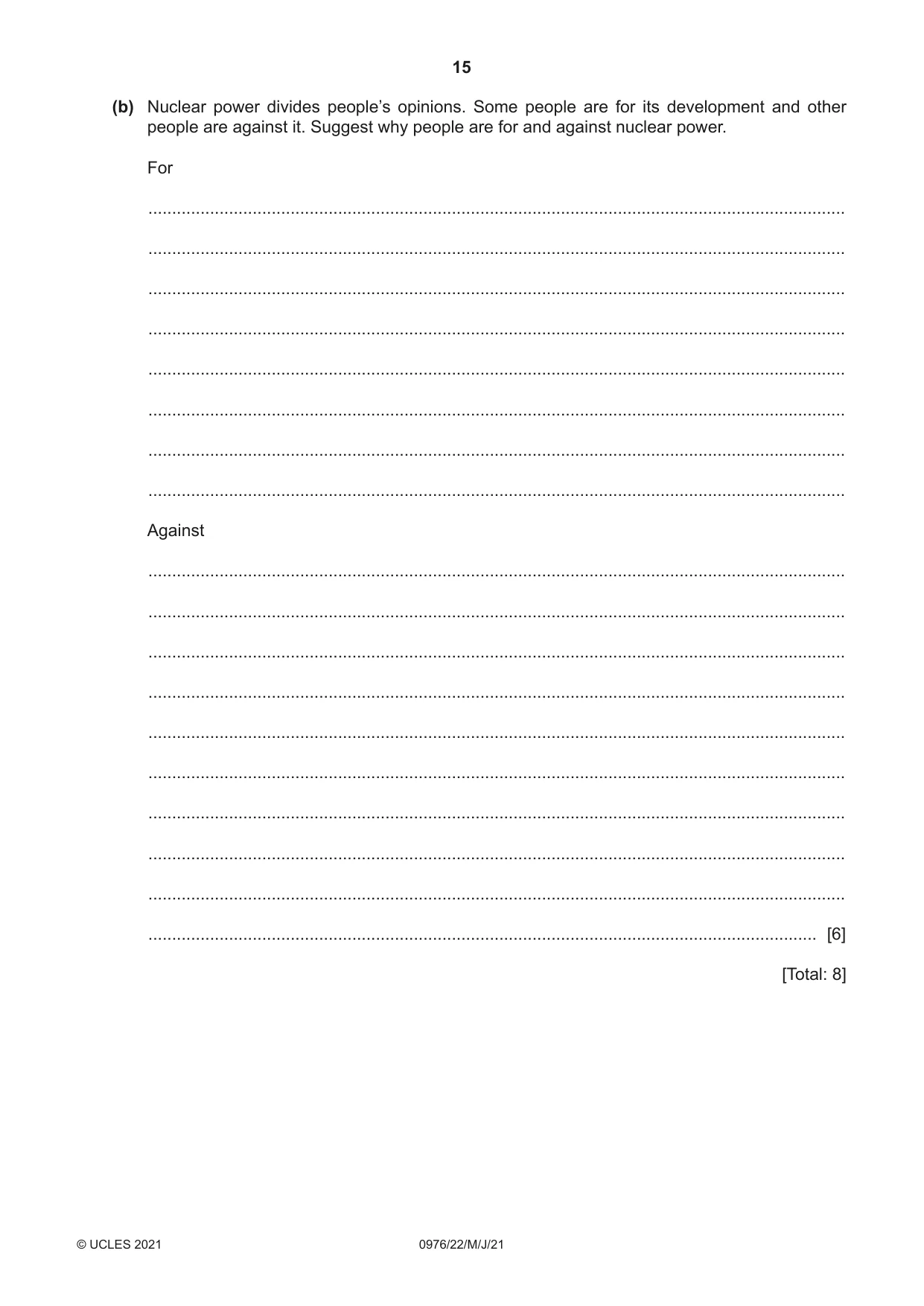 Cambridge IGCSE Geography (9-1) 0976 2021 May/June Paper 2 · Variant 2 question paper, page 15 of 20