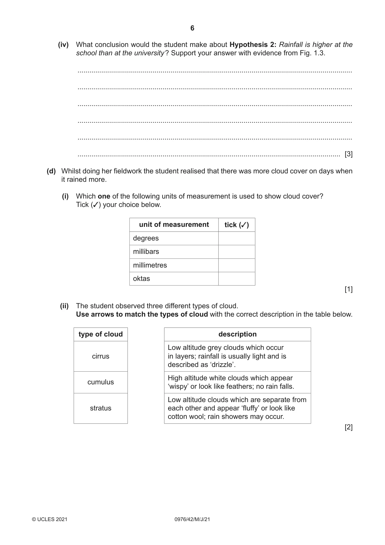 Cambridge IGCSE Geography (9-1) 0976 2021 May/June Paper 4 · Variant 2 question paper, page 6 of 16