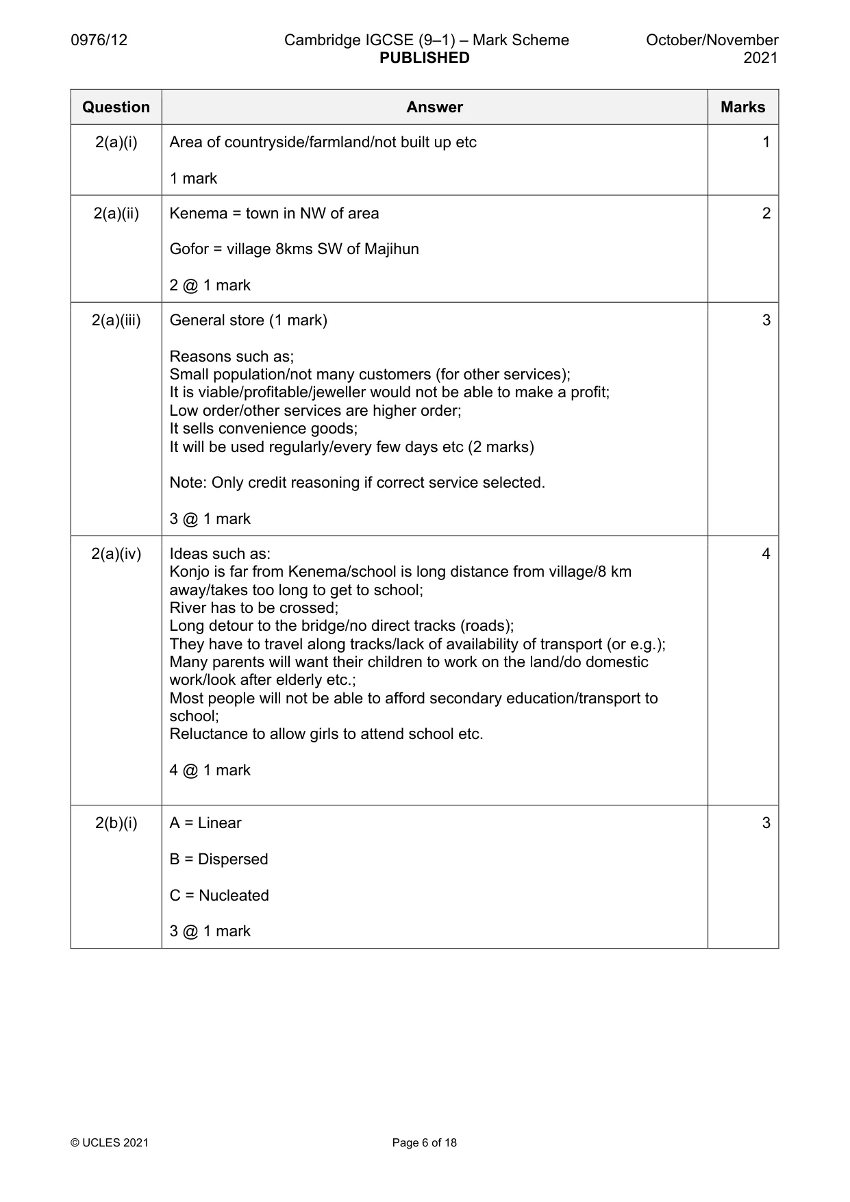 Mark scheme, page 6 of 18
