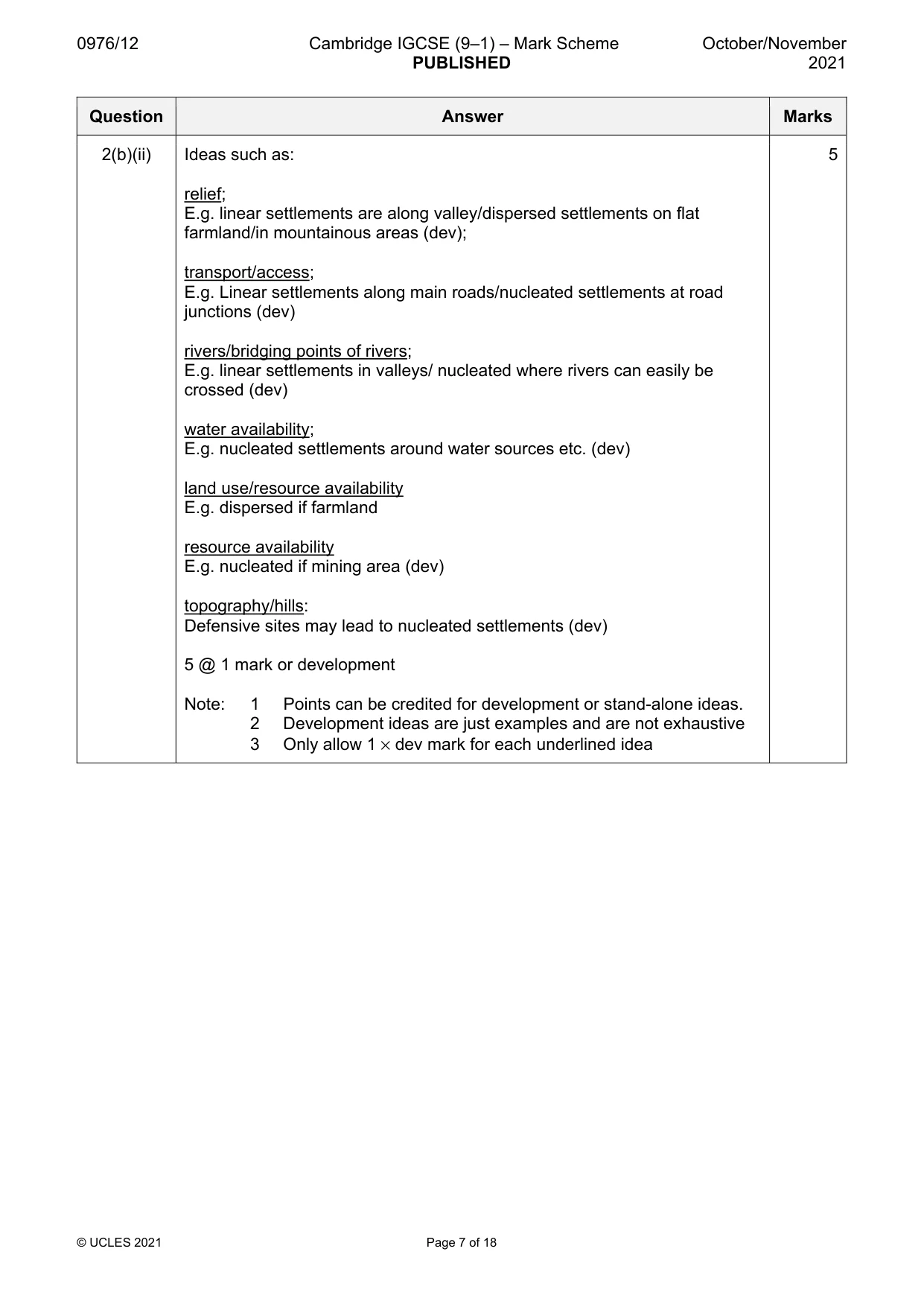 Mark scheme, page 7 of 18