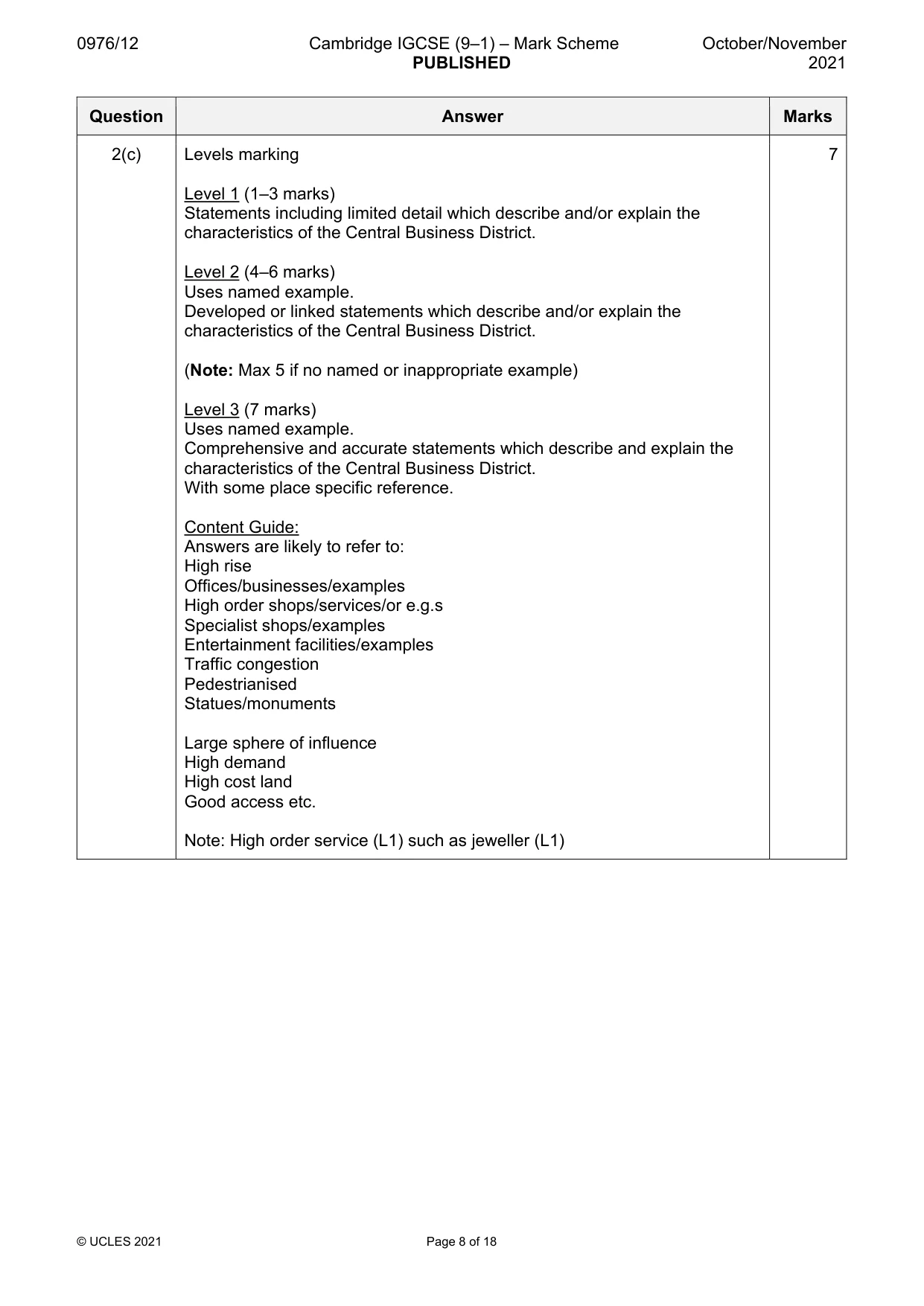 Mark scheme, page 8 of 18