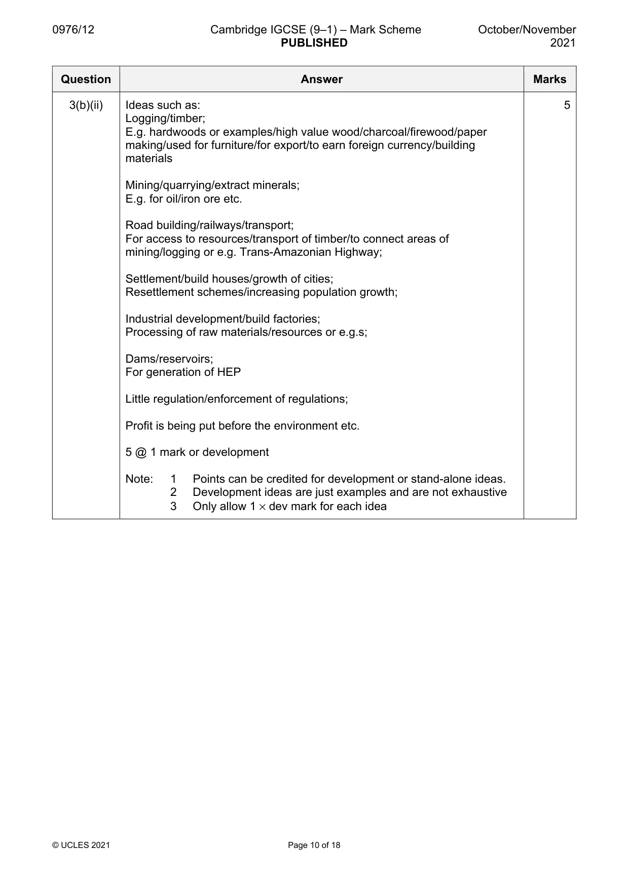 Mark scheme, page 10 of 18
