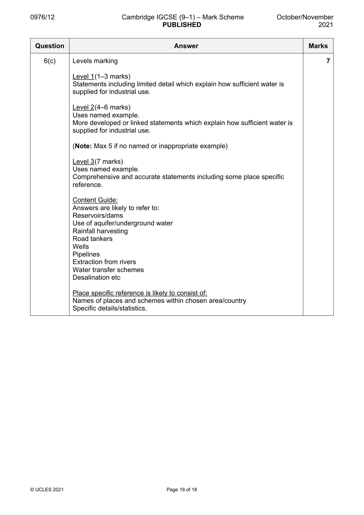 Mark scheme, page 18 of 18