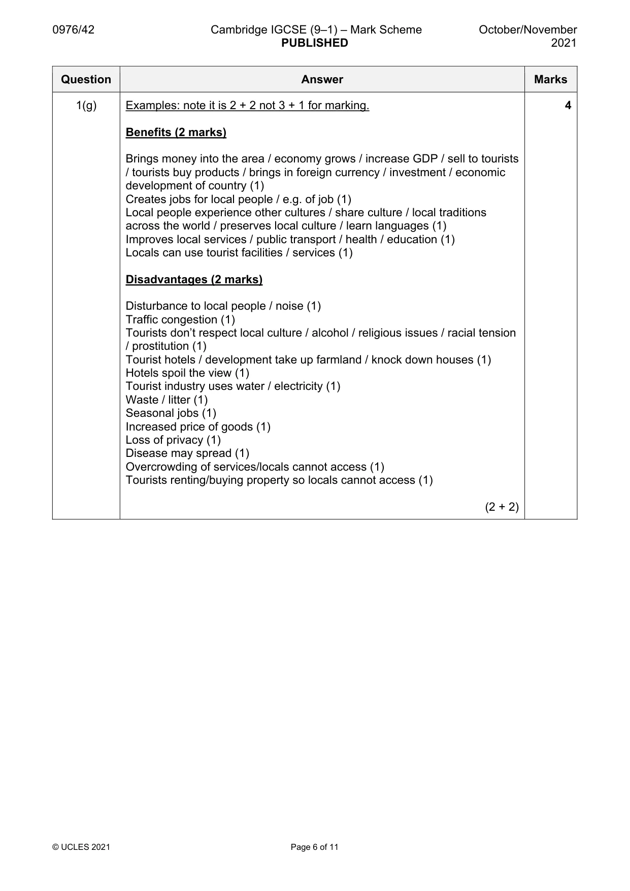 Mark scheme, page 6 of 11