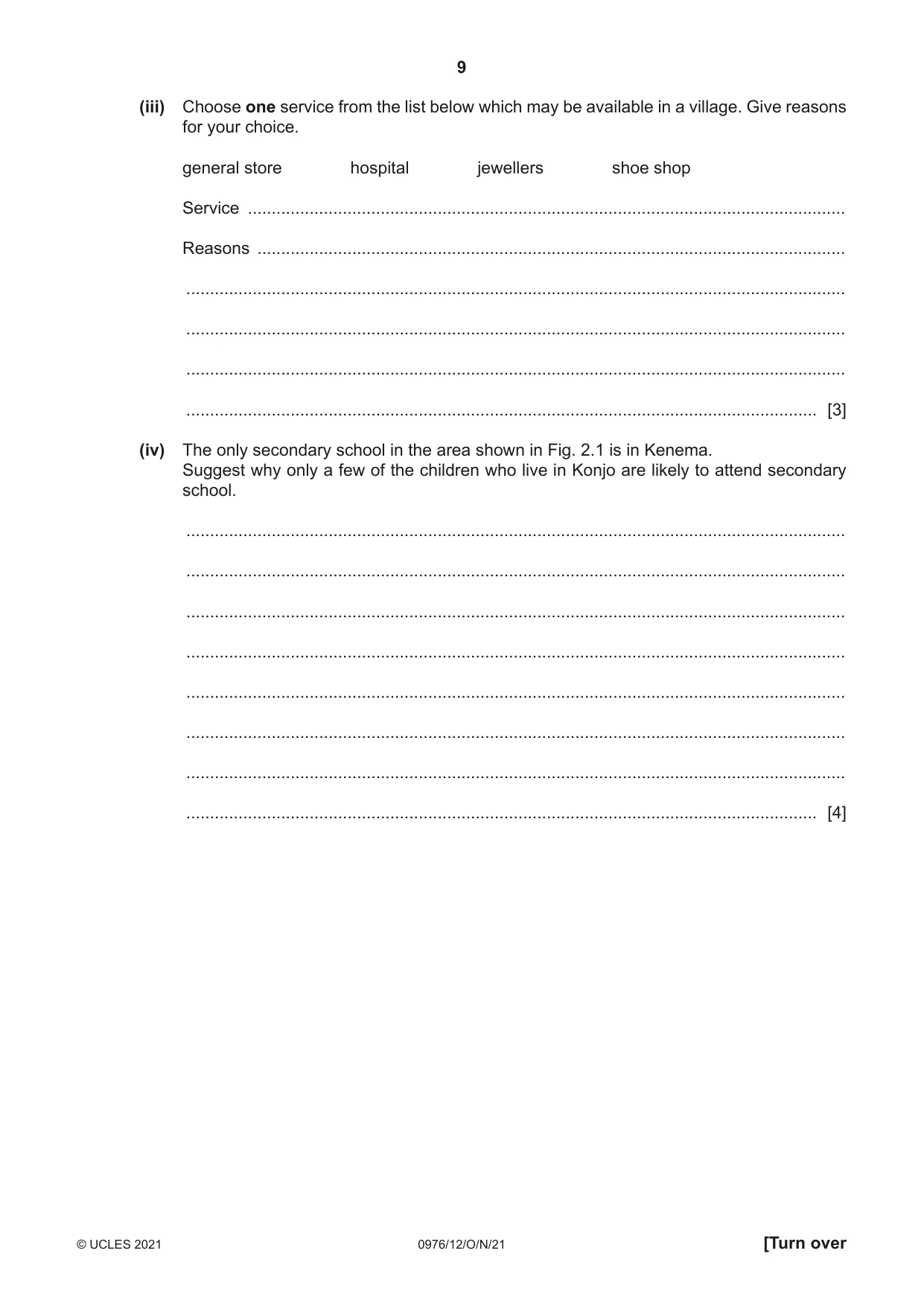 Cambridge IGCSE Geography (9-1) 0976 2021 Oct/Nov Paper 1 · Variant 2 question paper, page 9 of 32