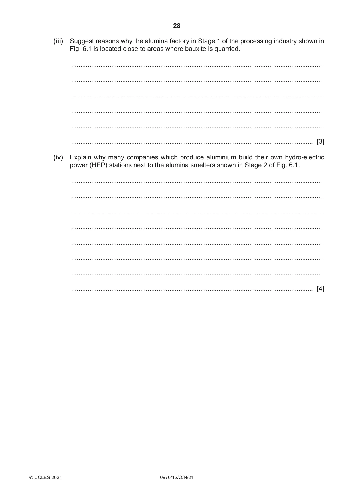 Cambridge IGCSE Geography (9-1) 0976 2021 Oct/Nov Paper 1 · Variant 2 question paper, page 28 of 32