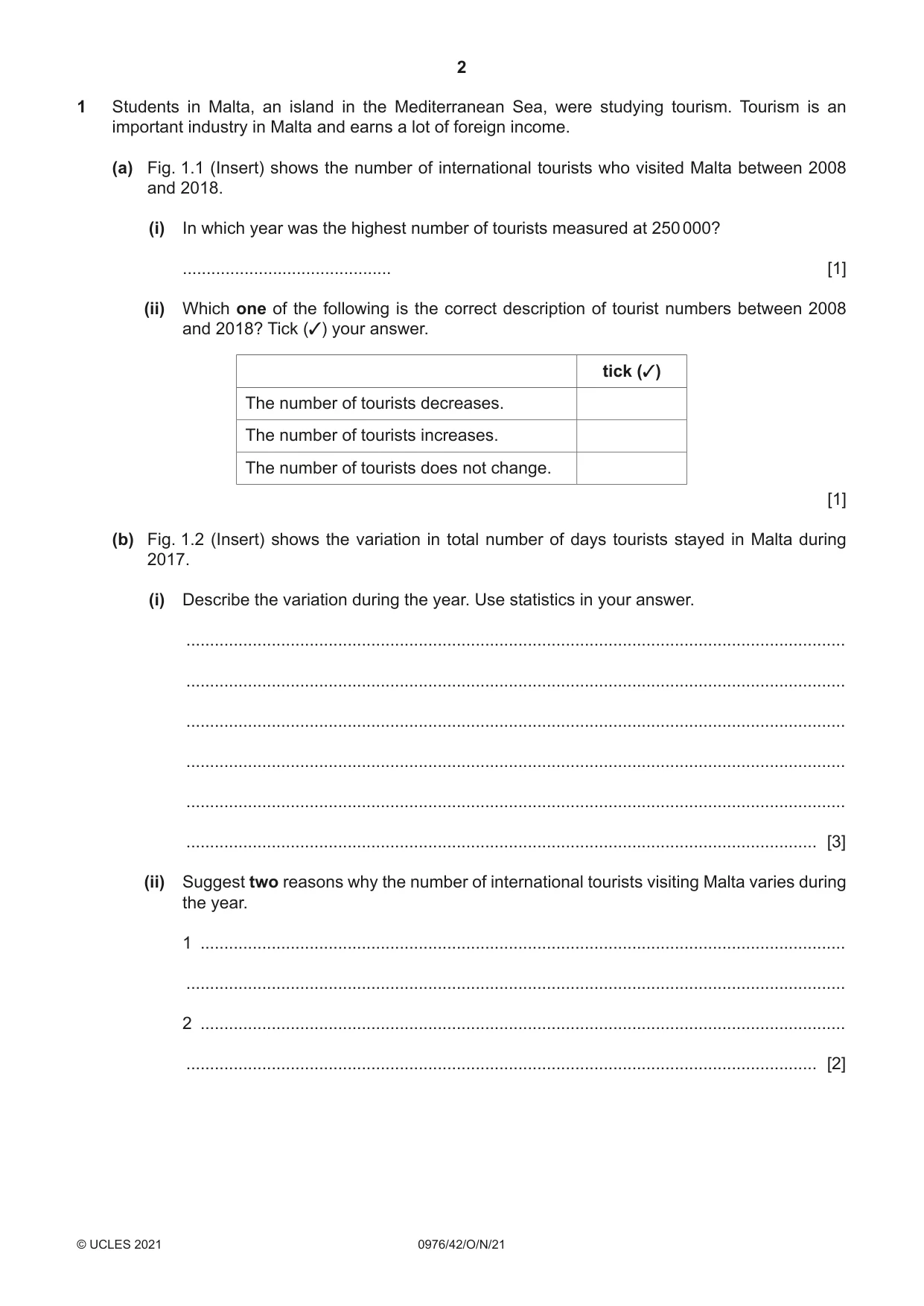 Cambridge IGCSE Geography (9-1) 0976 2021 Oct/Nov Paper 4 · Variant 2 question paper, page 2 of 20