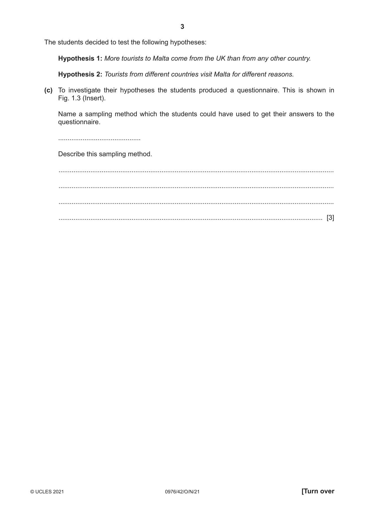 Cambridge IGCSE Geography (9-1) 0976 2021 Oct/Nov Paper 4 · Variant 2 question paper, page 3 of 20