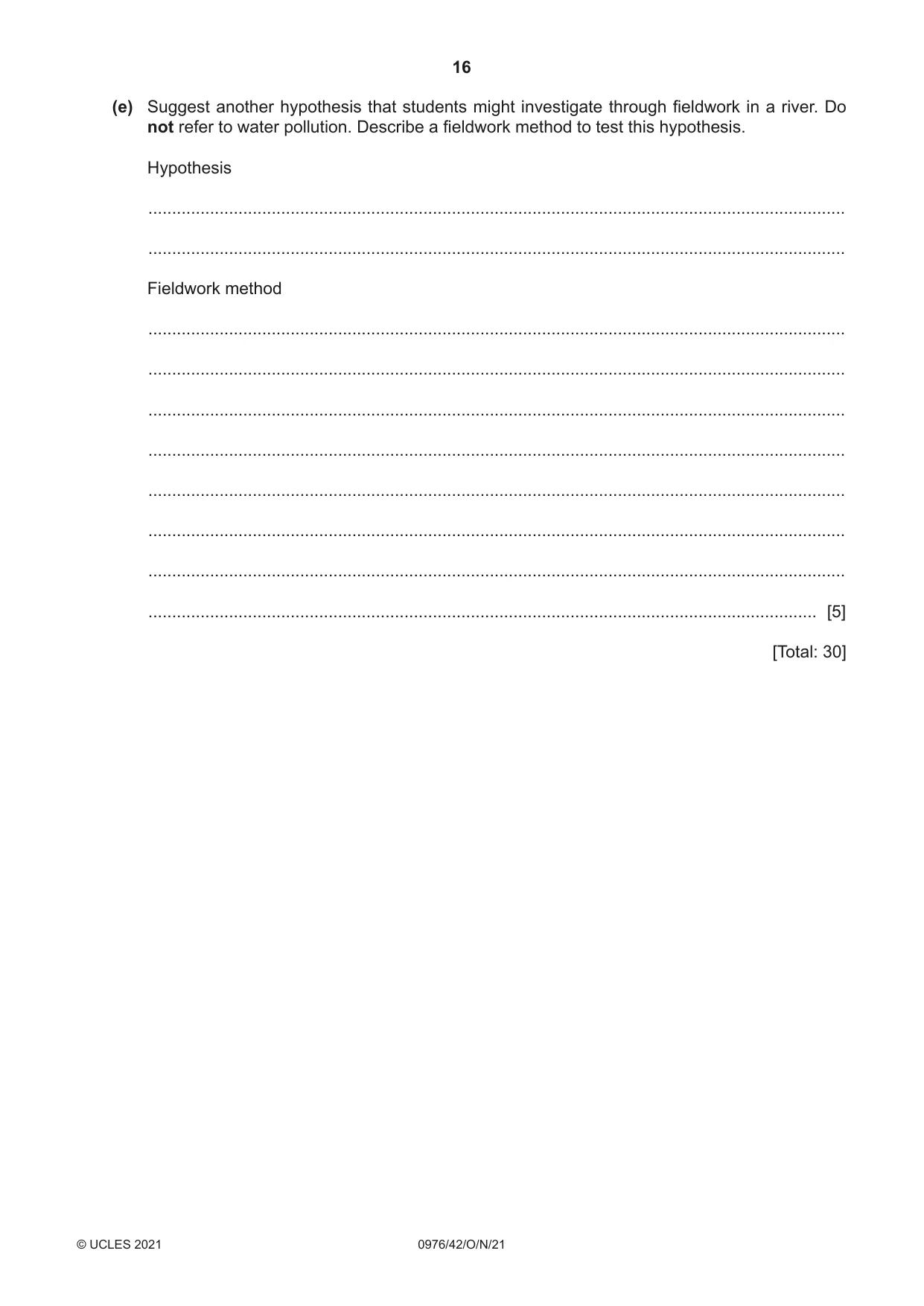 Cambridge IGCSE Geography (9-1) 0976 2021 Oct/Nov Paper 4 · Variant 2 question paper, page 16 of 20