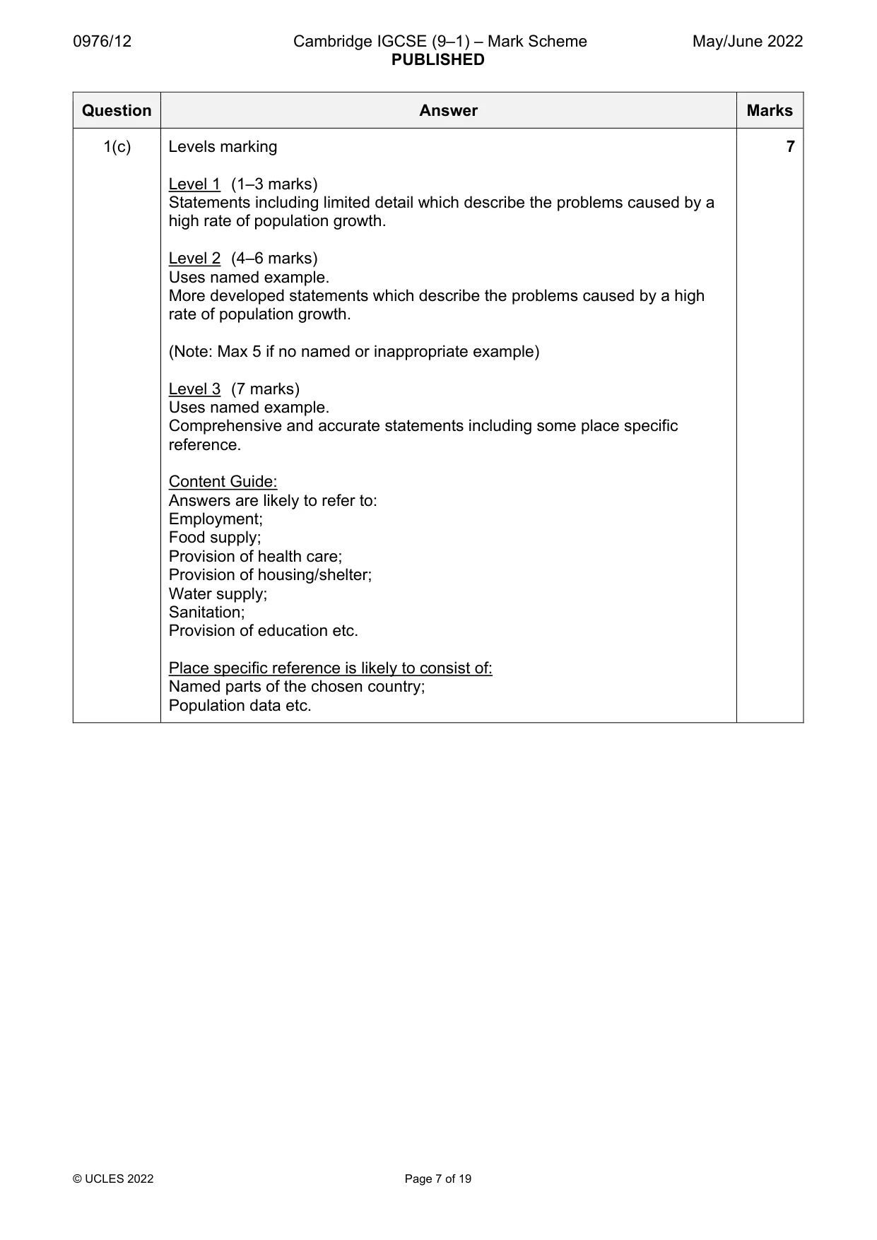 Mark scheme, page 7 of 19