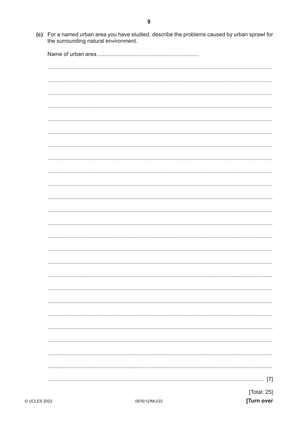 Cambridge IGCSE Geography (9-1) 0976 2022 May/June Paper 1 · Variant 2 question paper, page 9 of 24