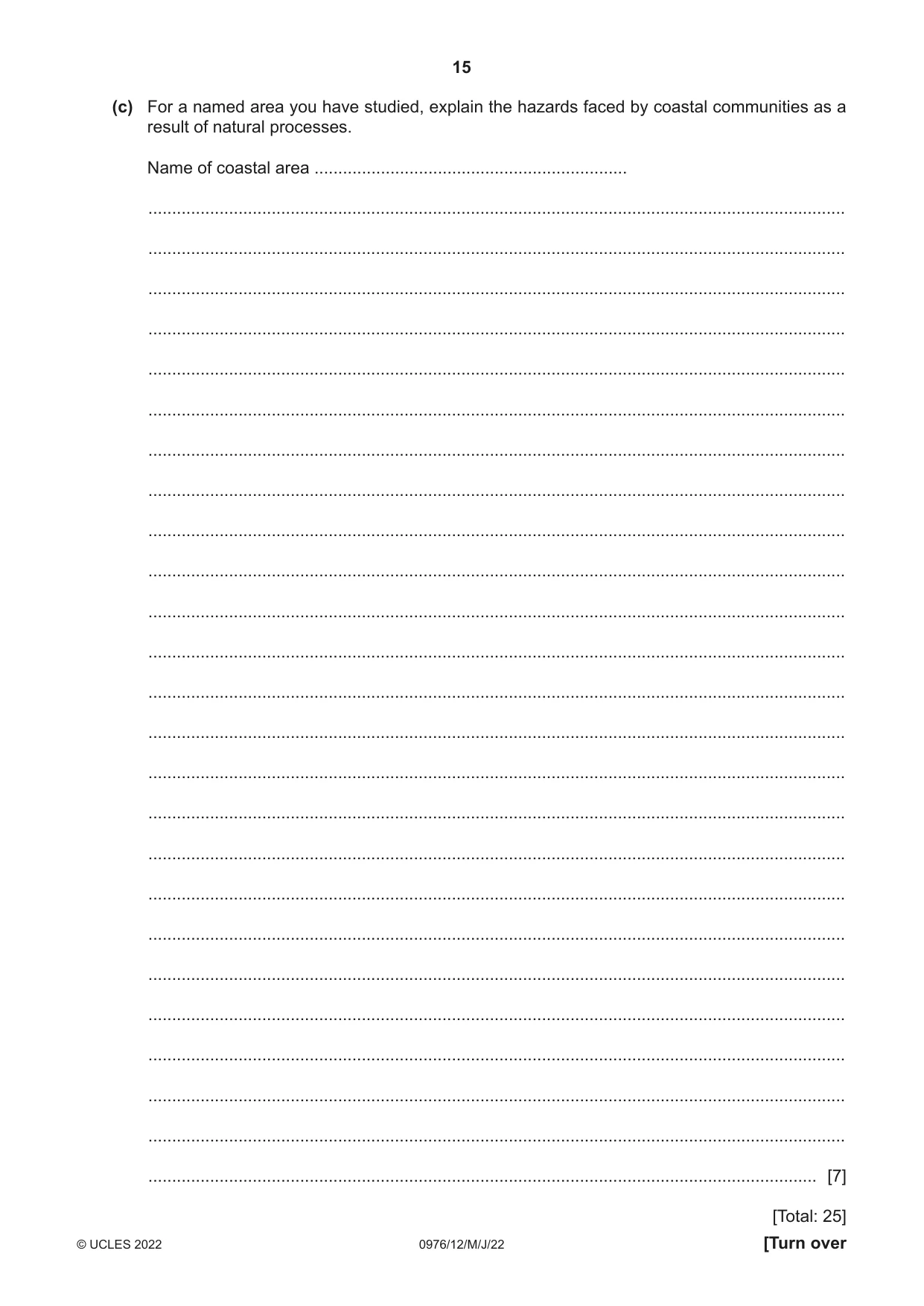 Cambridge IGCSE Geography (9-1) 0976 2022 May/June Paper 1 · Variant 2 question paper, page 15 of 24