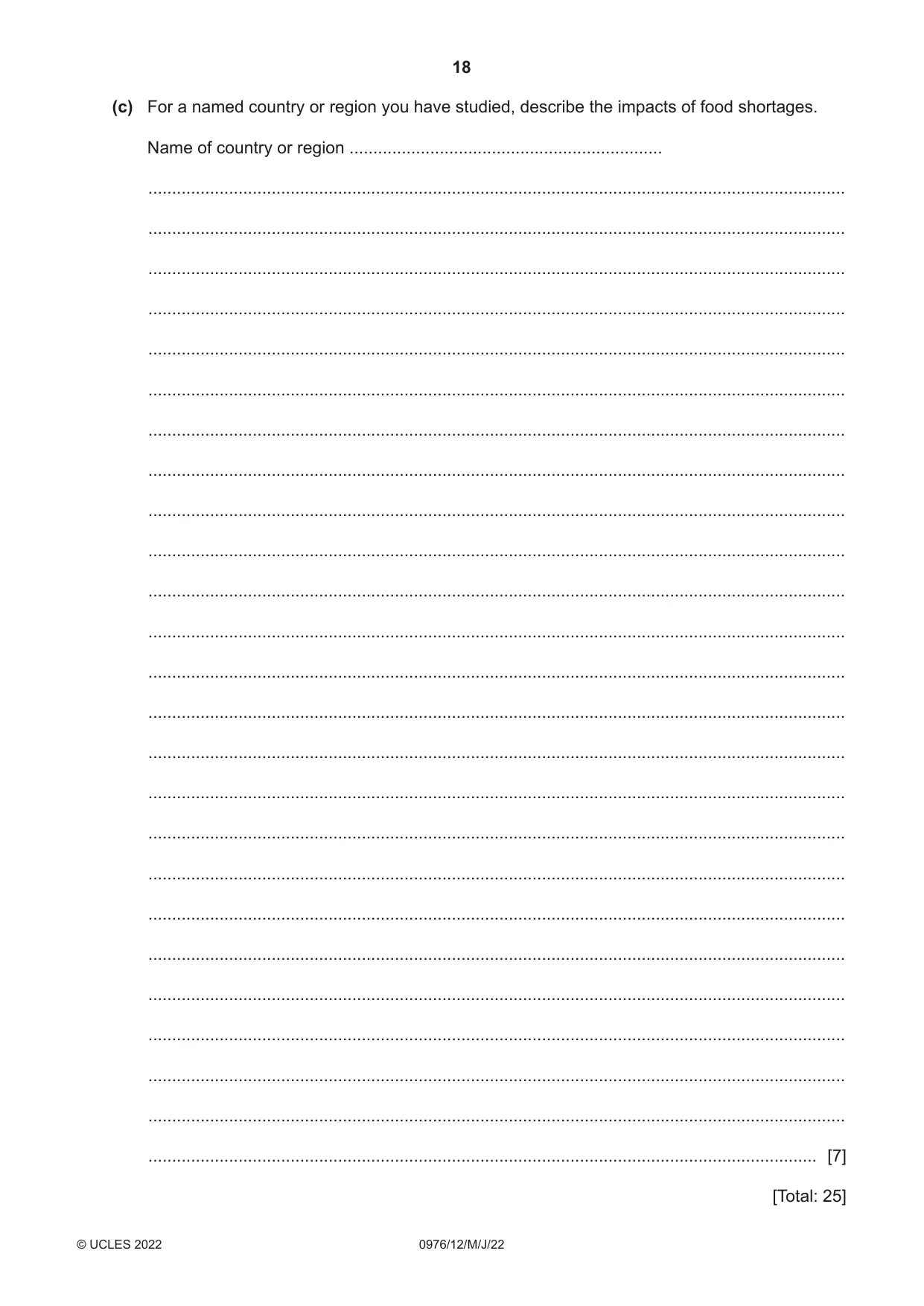 Cambridge IGCSE Geography (9-1) 0976 2022 May/June Paper 1 · Variant 2 question paper, page 18 of 24