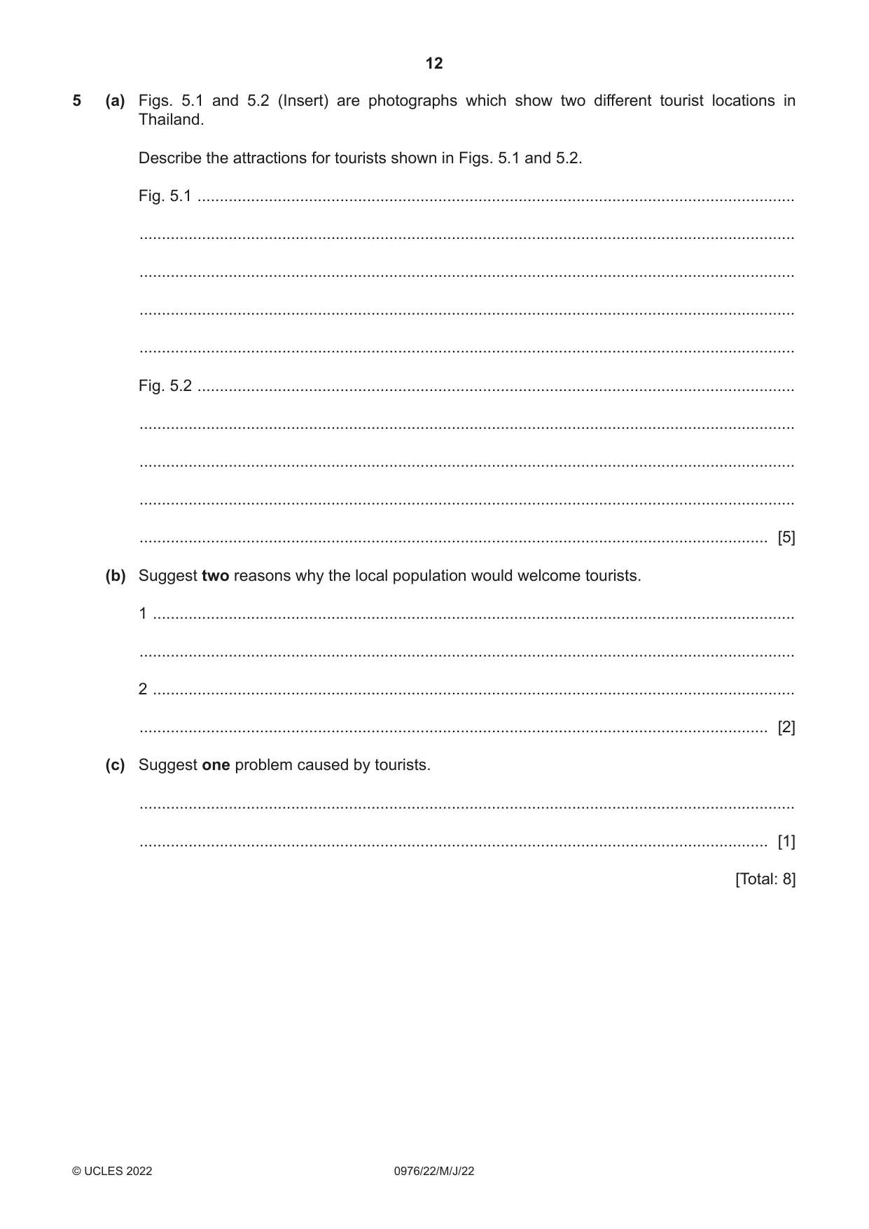 Cambridge IGCSE Geography (9-1) 0976 2022 May/June Paper 2 · Variant 2 question paper, page 12 of 20