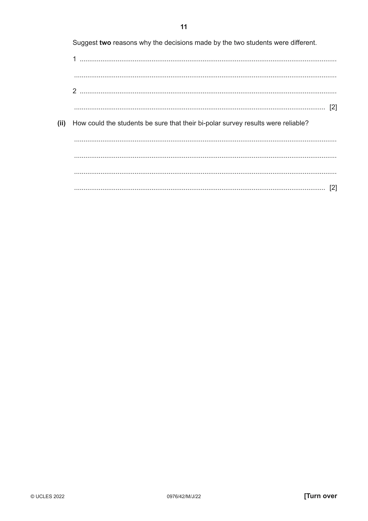 Cambridge IGCSE Geography (9-1) 0976 2022 May/June Paper 4 · Variant 2 question paper, page 11 of 20