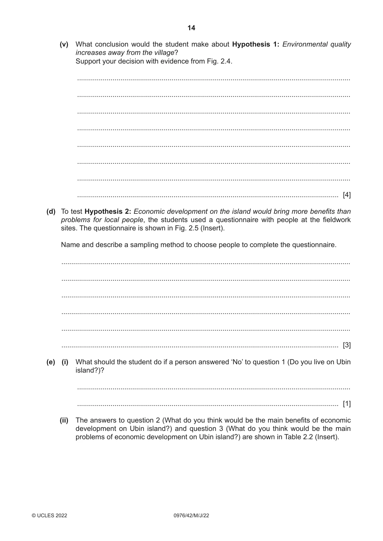 Cambridge IGCSE Geography (9-1) 0976 2022 May/June Paper 4 · Variant 2 question paper, page 14 of 20