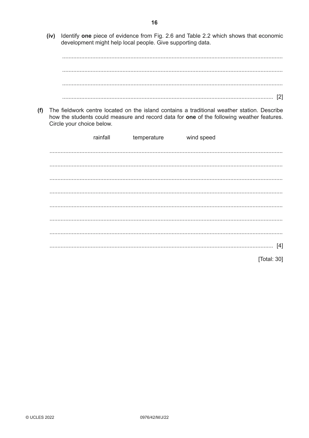Cambridge IGCSE Geography (9-1) 0976 2022 May/June Paper 4 · Variant 2 question paper, page 16 of 20