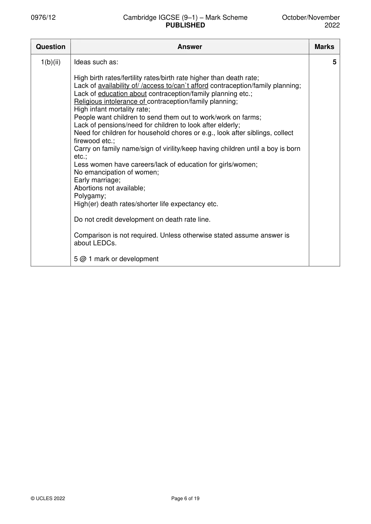 Mark scheme, page 6 of 19