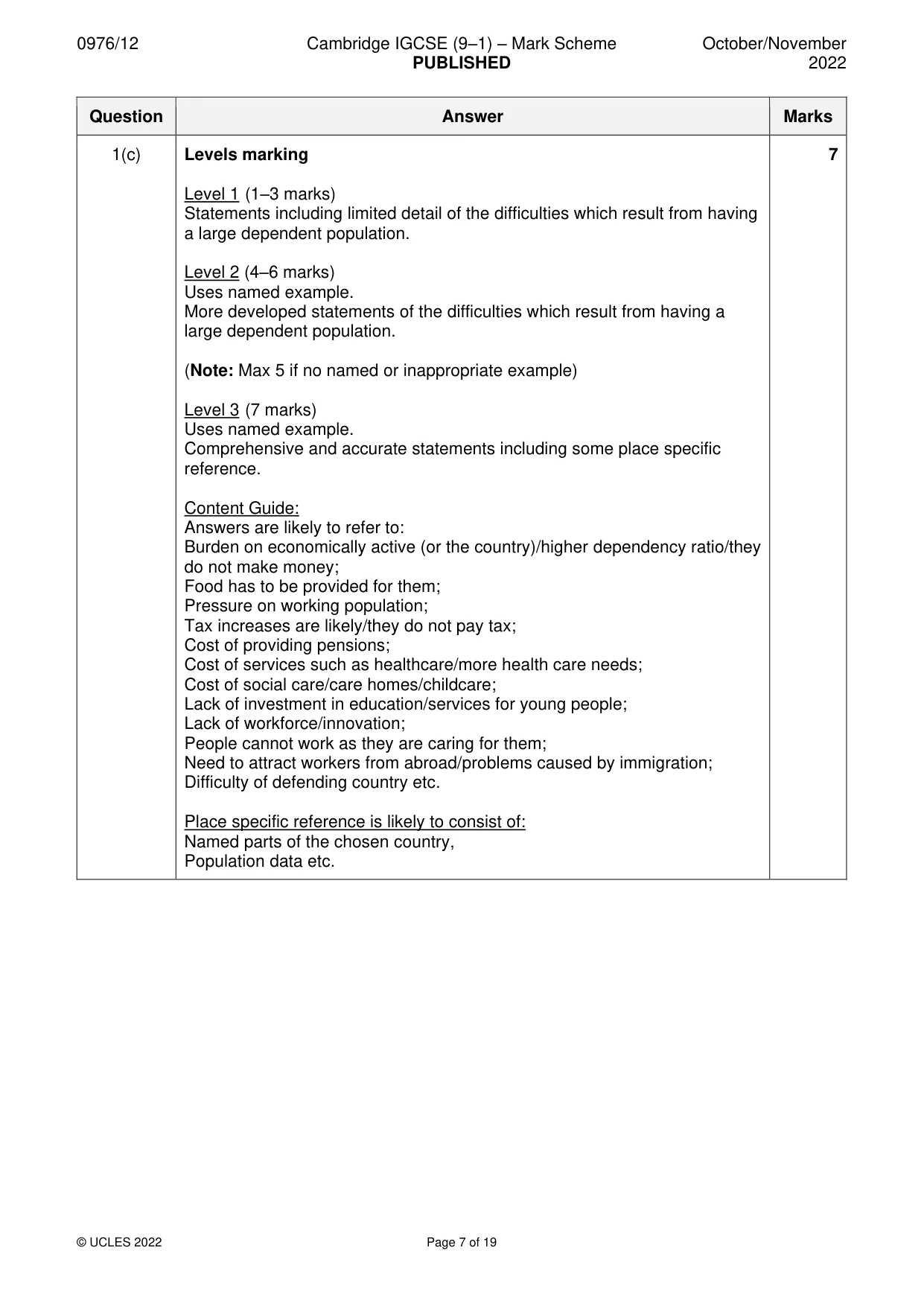 Mark scheme, page 7 of 19