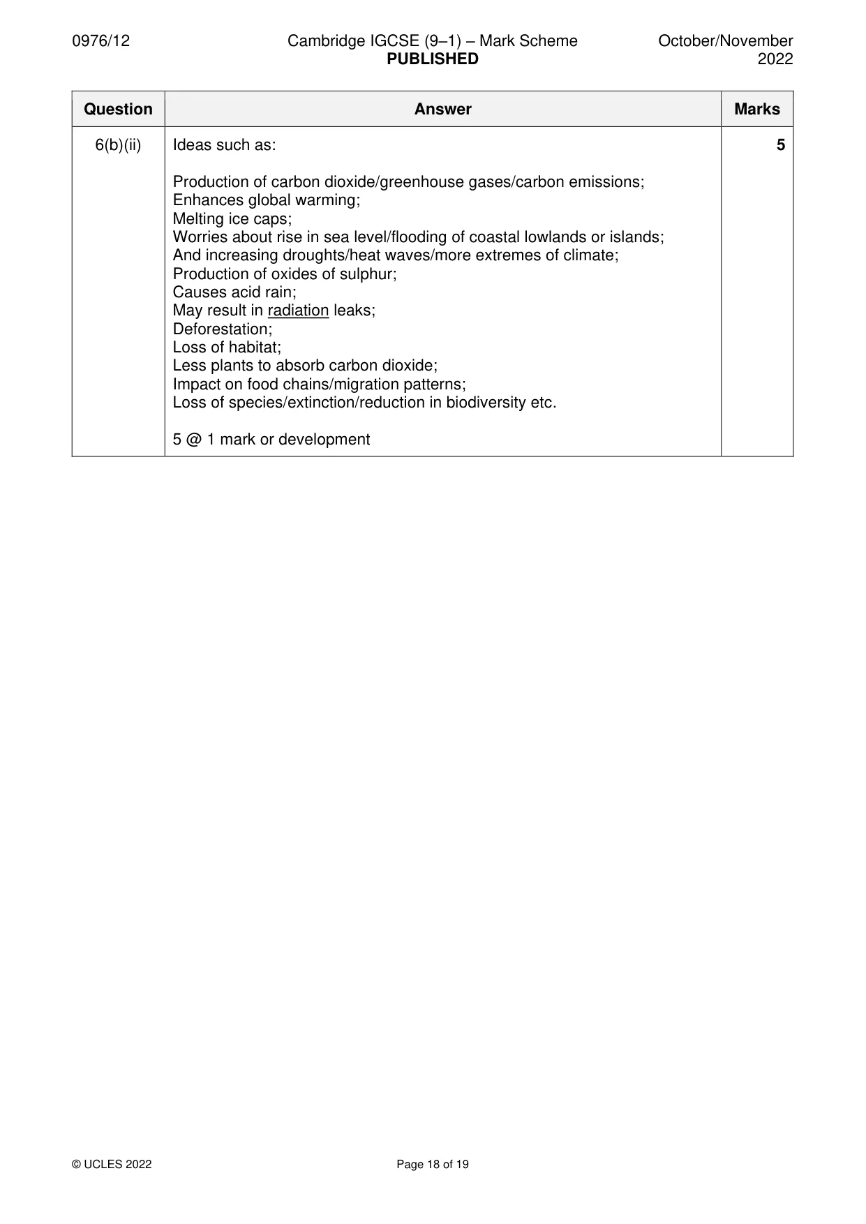 Mark scheme, page 18 of 19