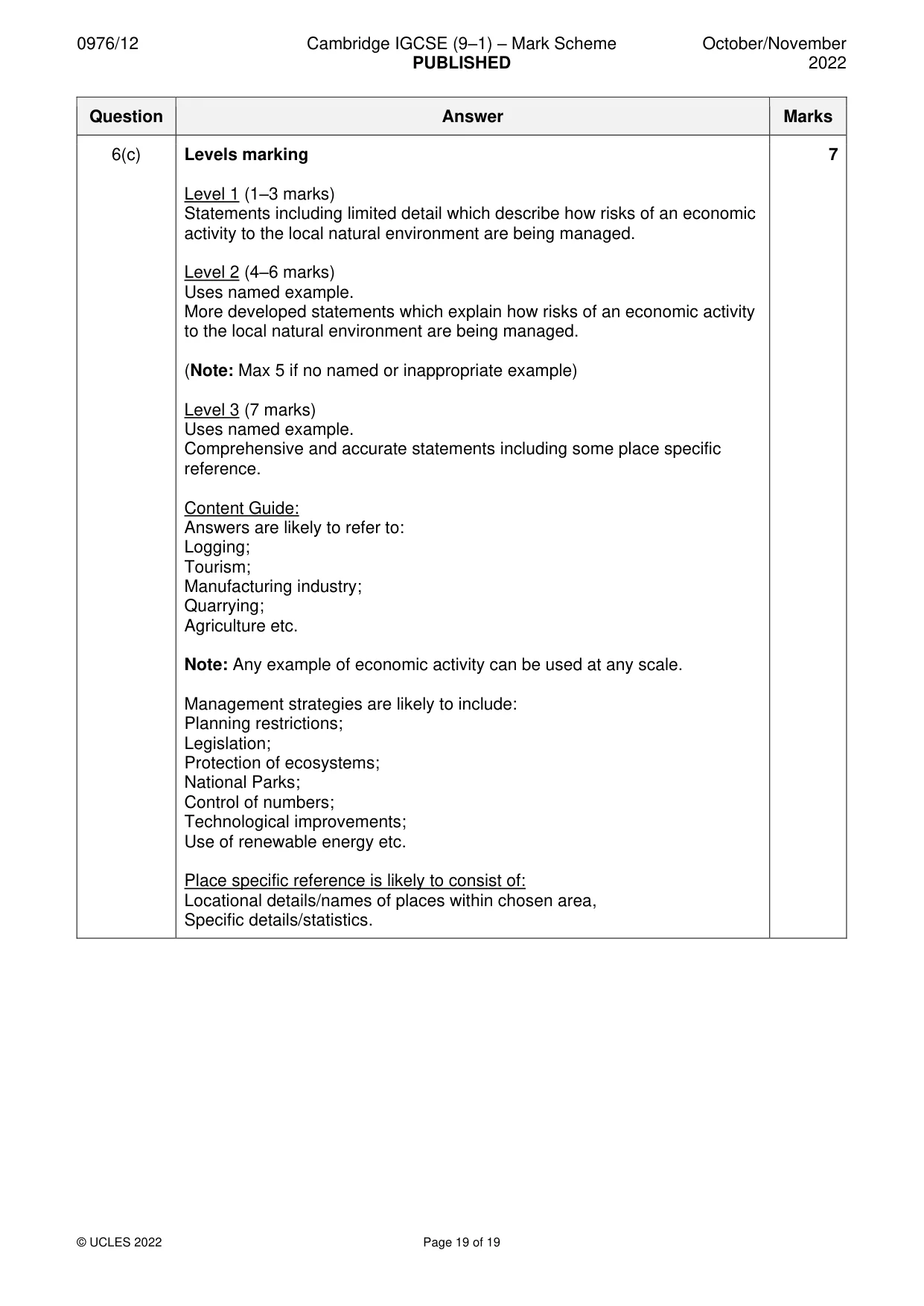 Mark scheme, page 19 of 19