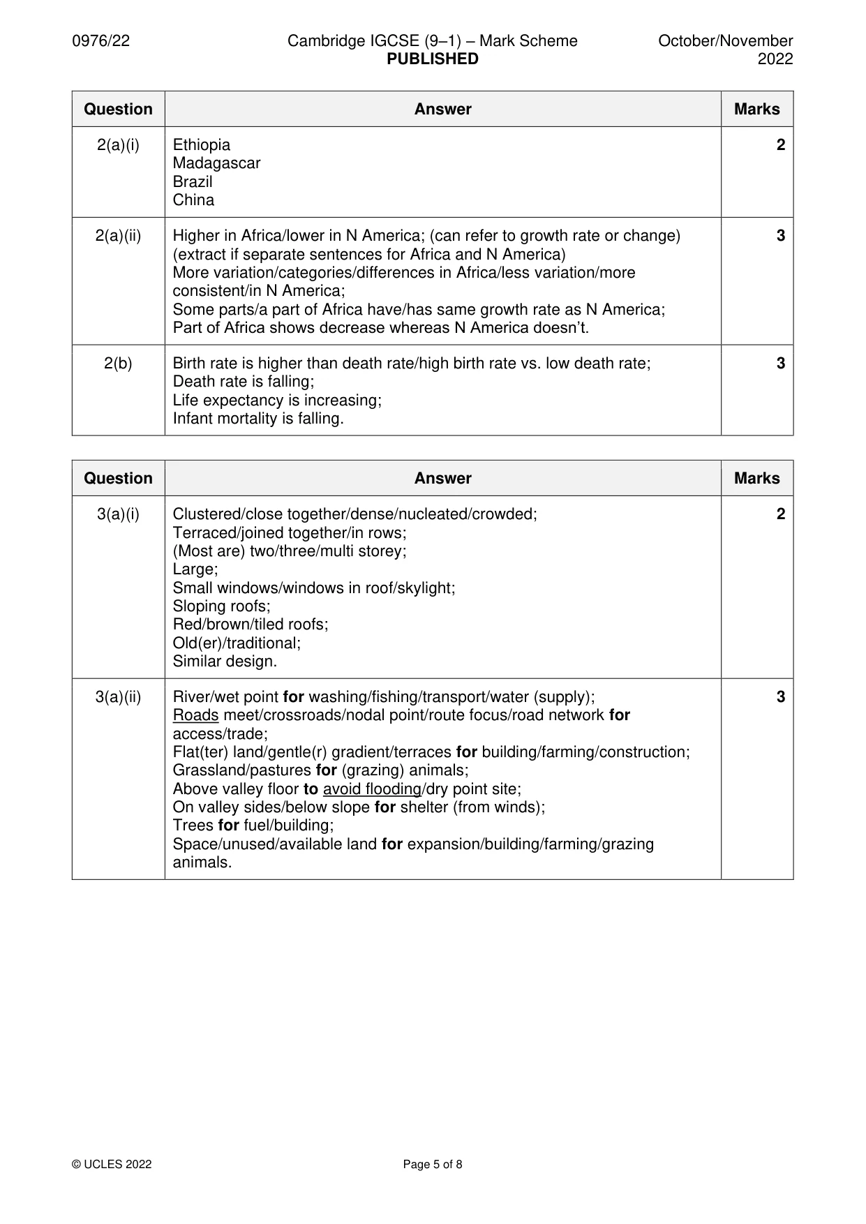 Mark scheme, page 5 of 8