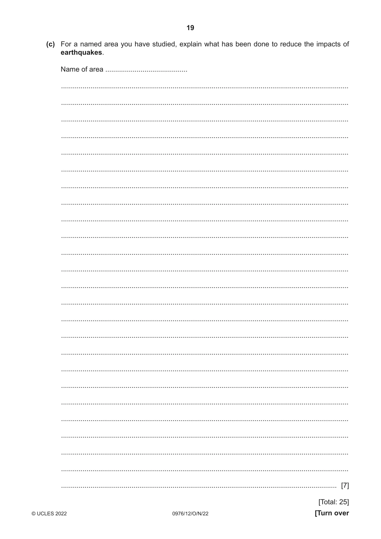 Cambridge IGCSE Geography (9-1) 0976 2022 Oct/Nov Paper 1 · Variant 2 question paper, page 19 of 32