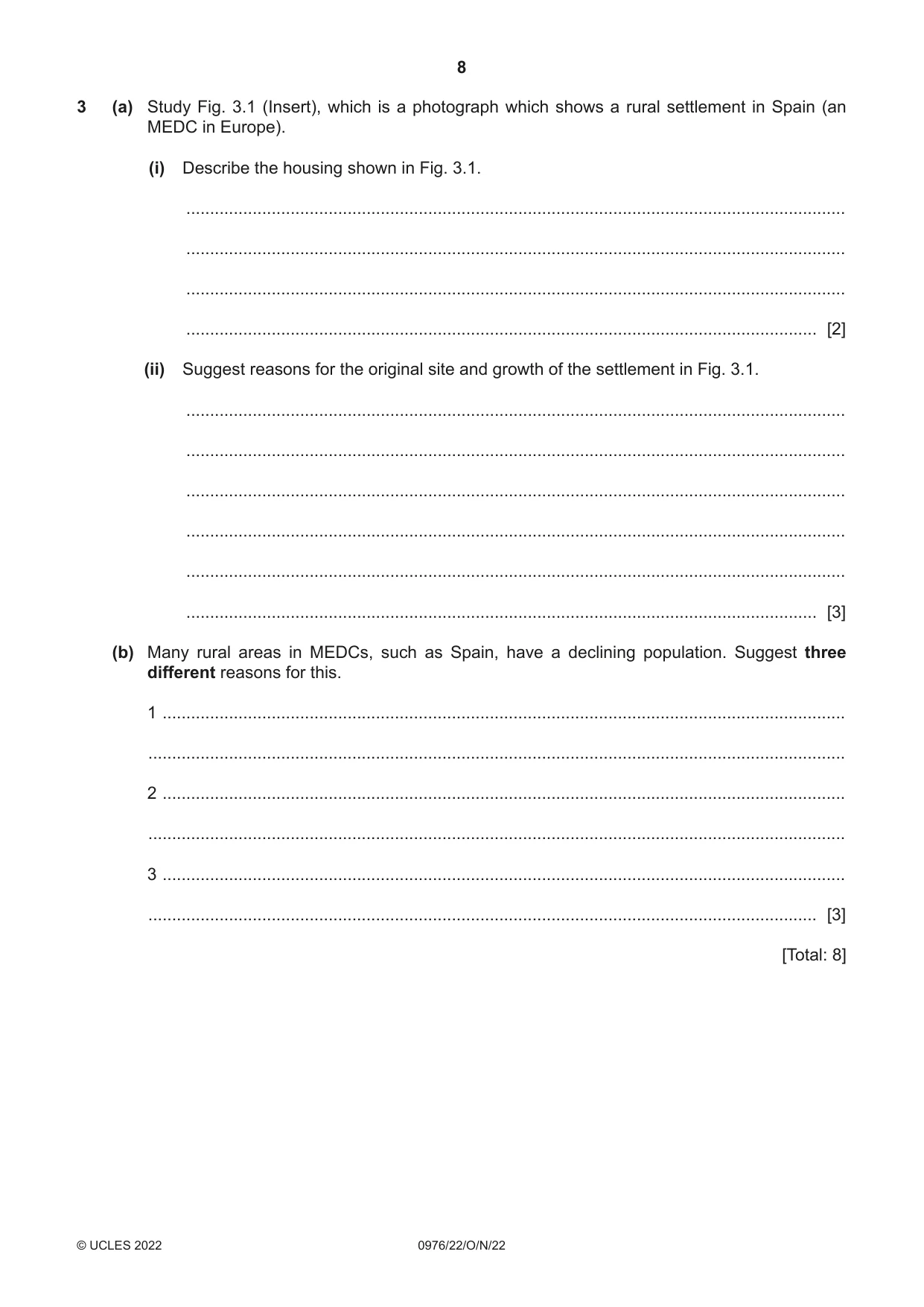 Cambridge IGCSE Geography (9-1) 0976 2022 Oct/Nov Paper 2 · Variant 2 question paper, page 8 of 16