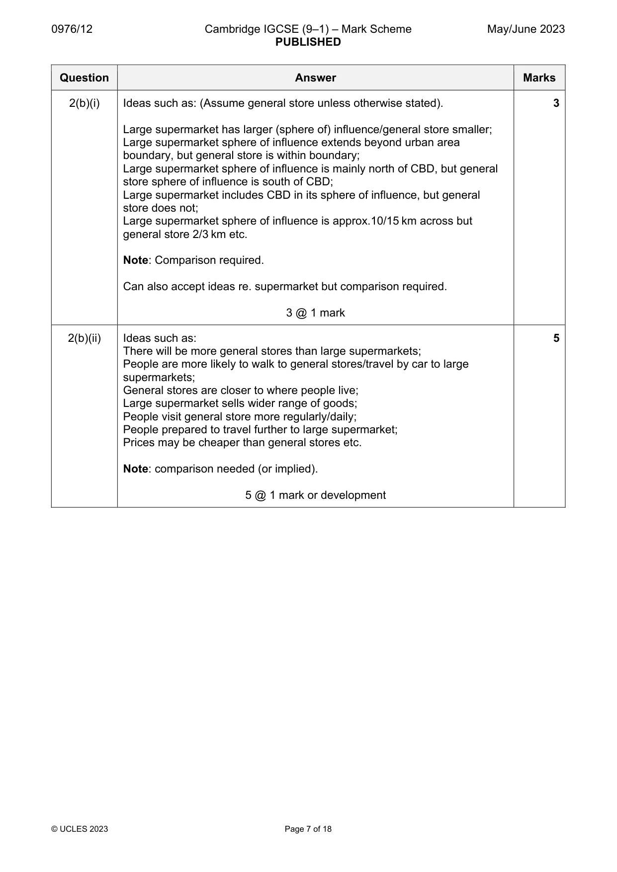 Mark scheme, page 7 of 18